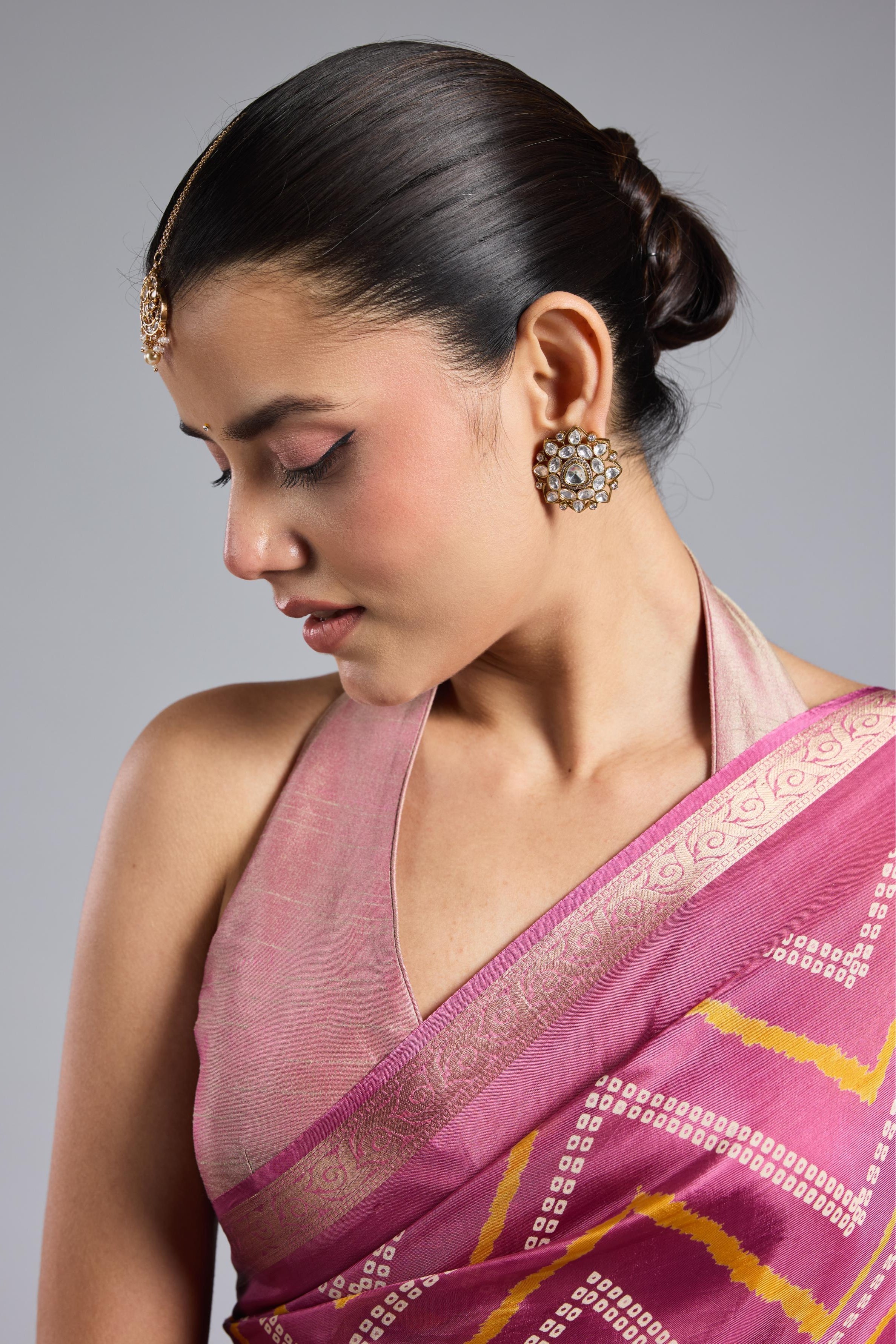 Pink Leheriya Cosmo Silk Saree