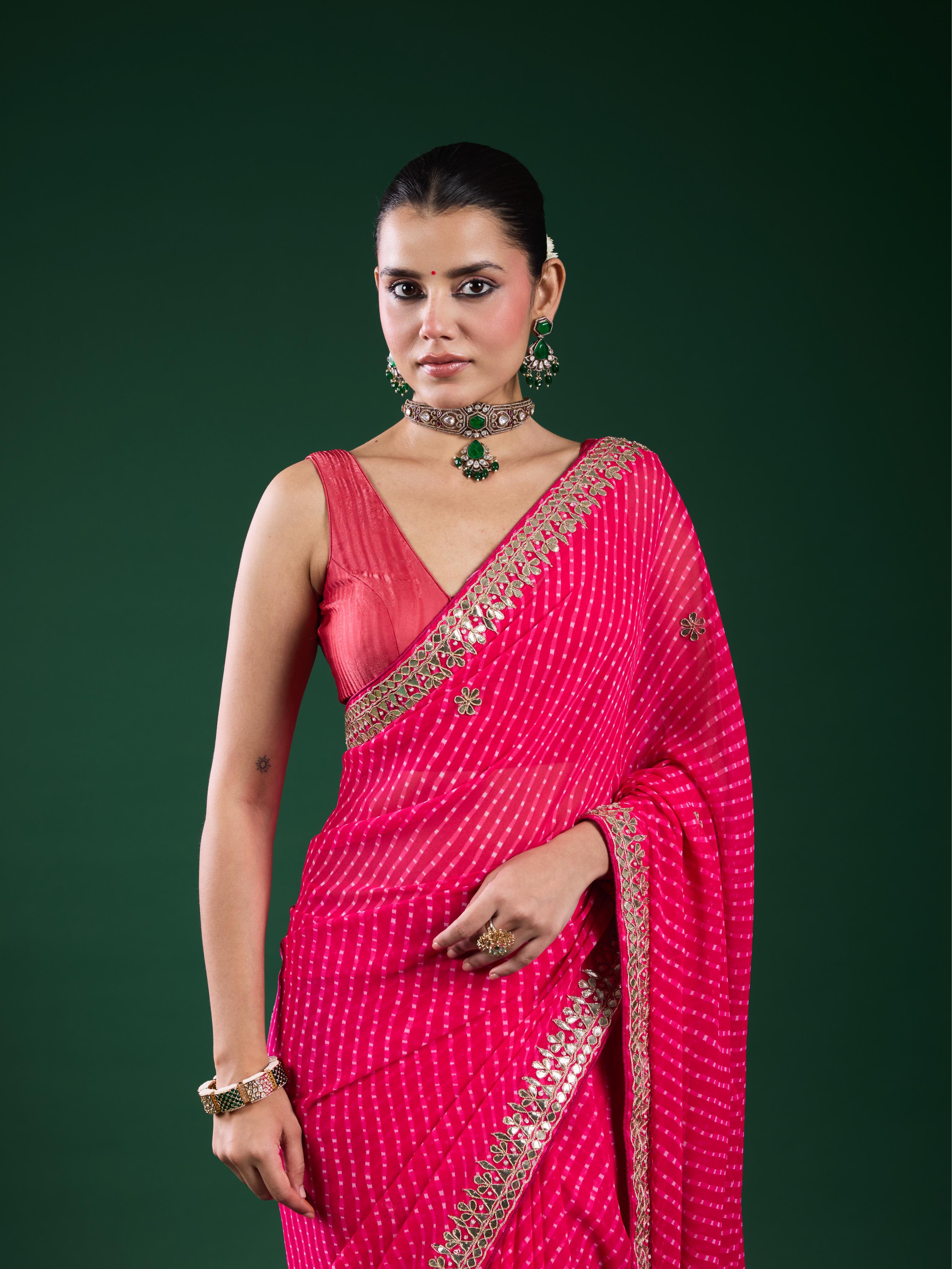 Pink Gotta Georgette Silk Saree