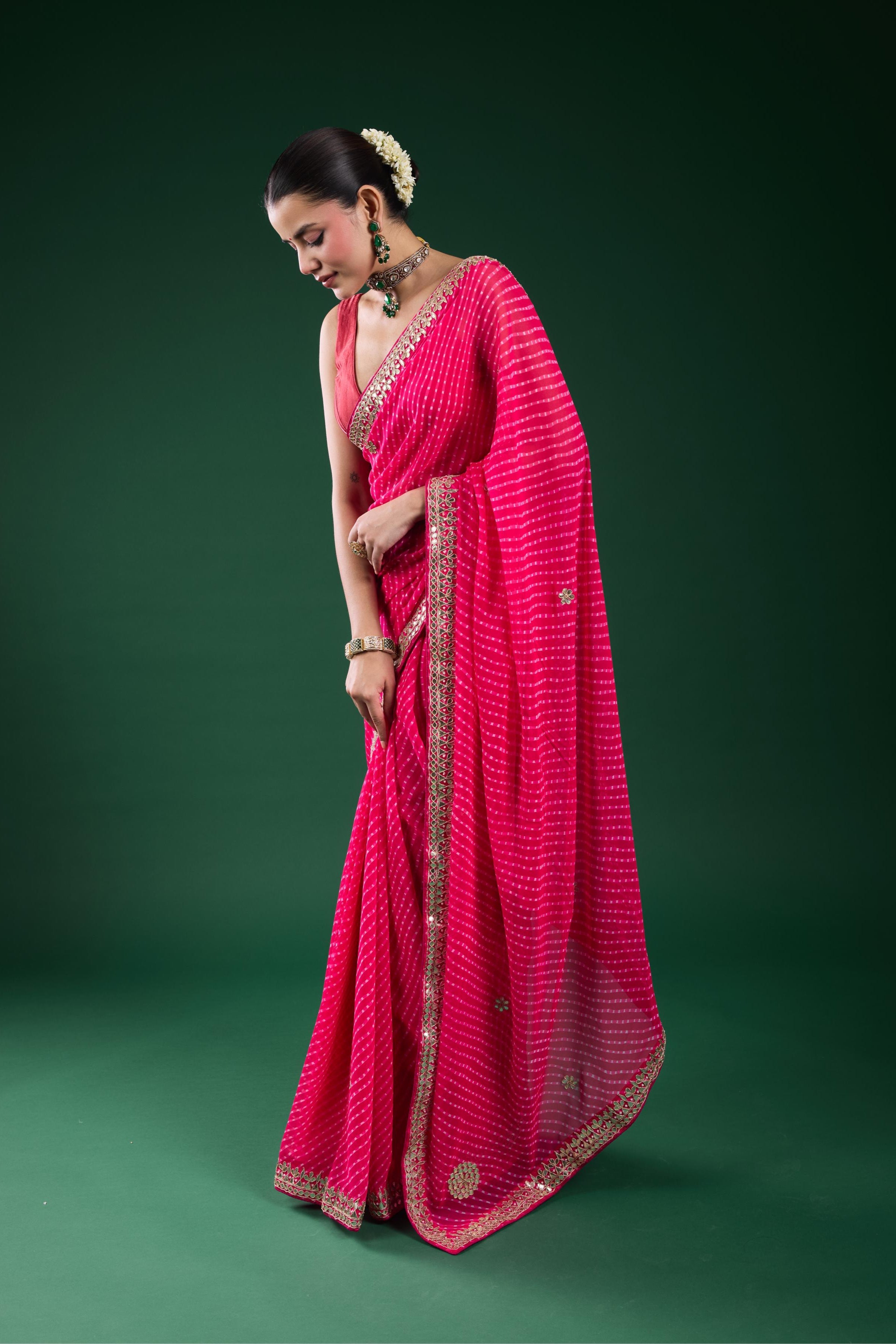 Pink Gotta Georgette Silk Saree