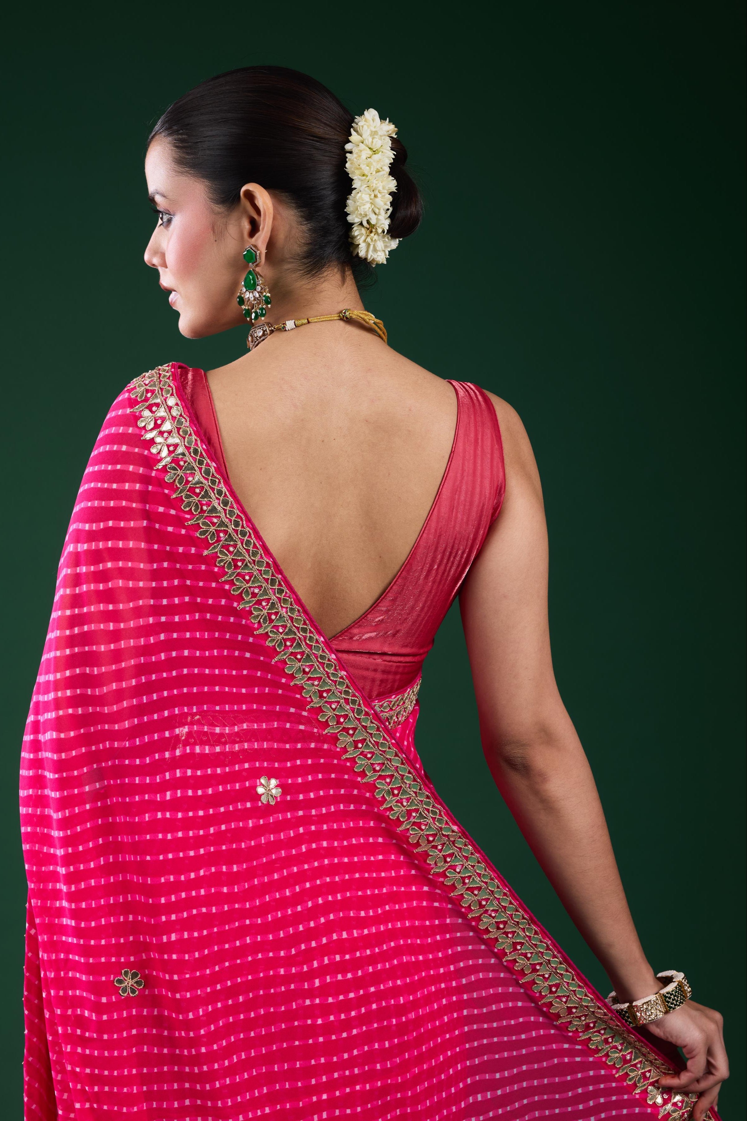 Pink Gotta Georgette Silk Saree