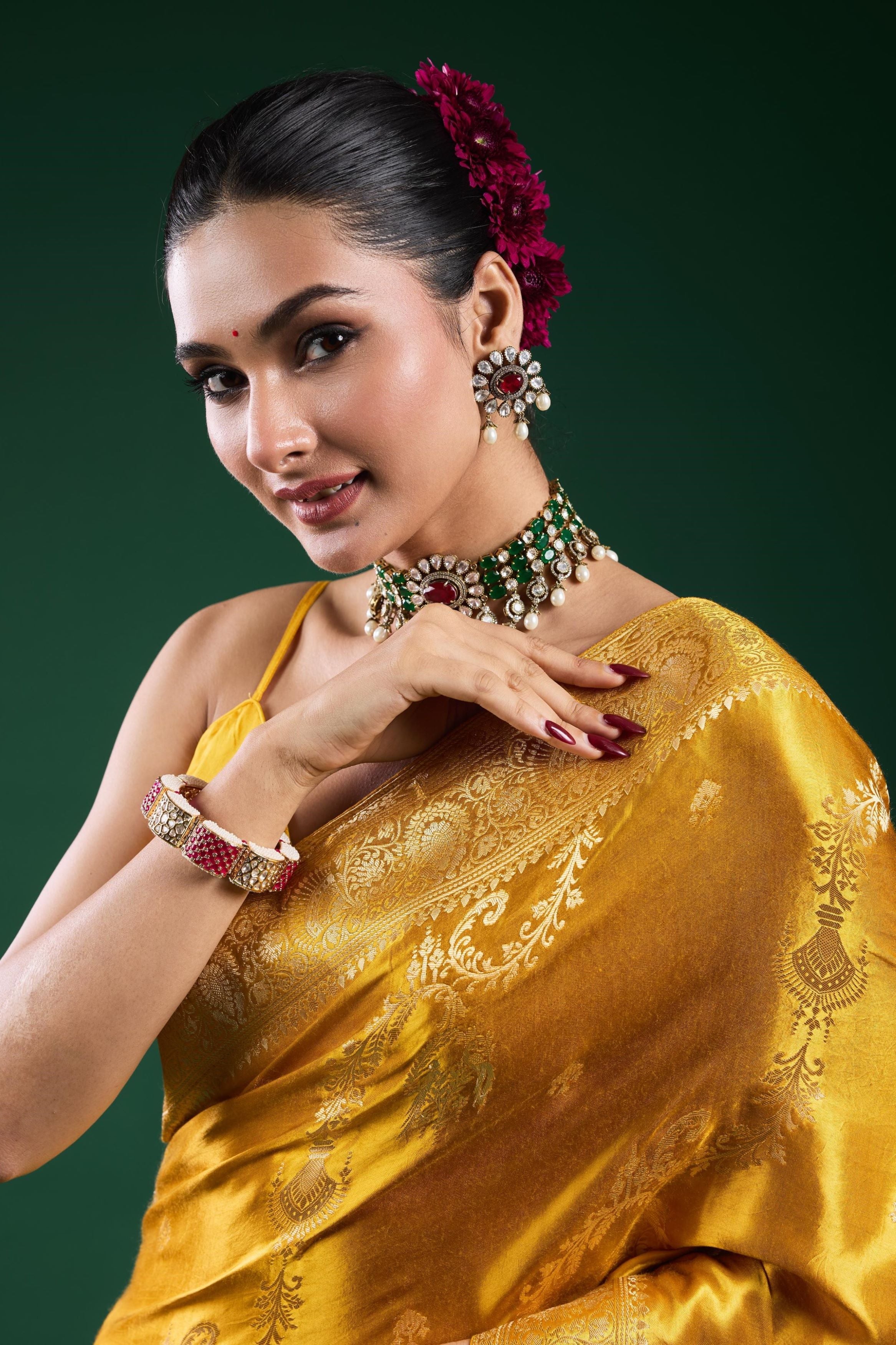 Golden Gazzi Satin Silk Saree