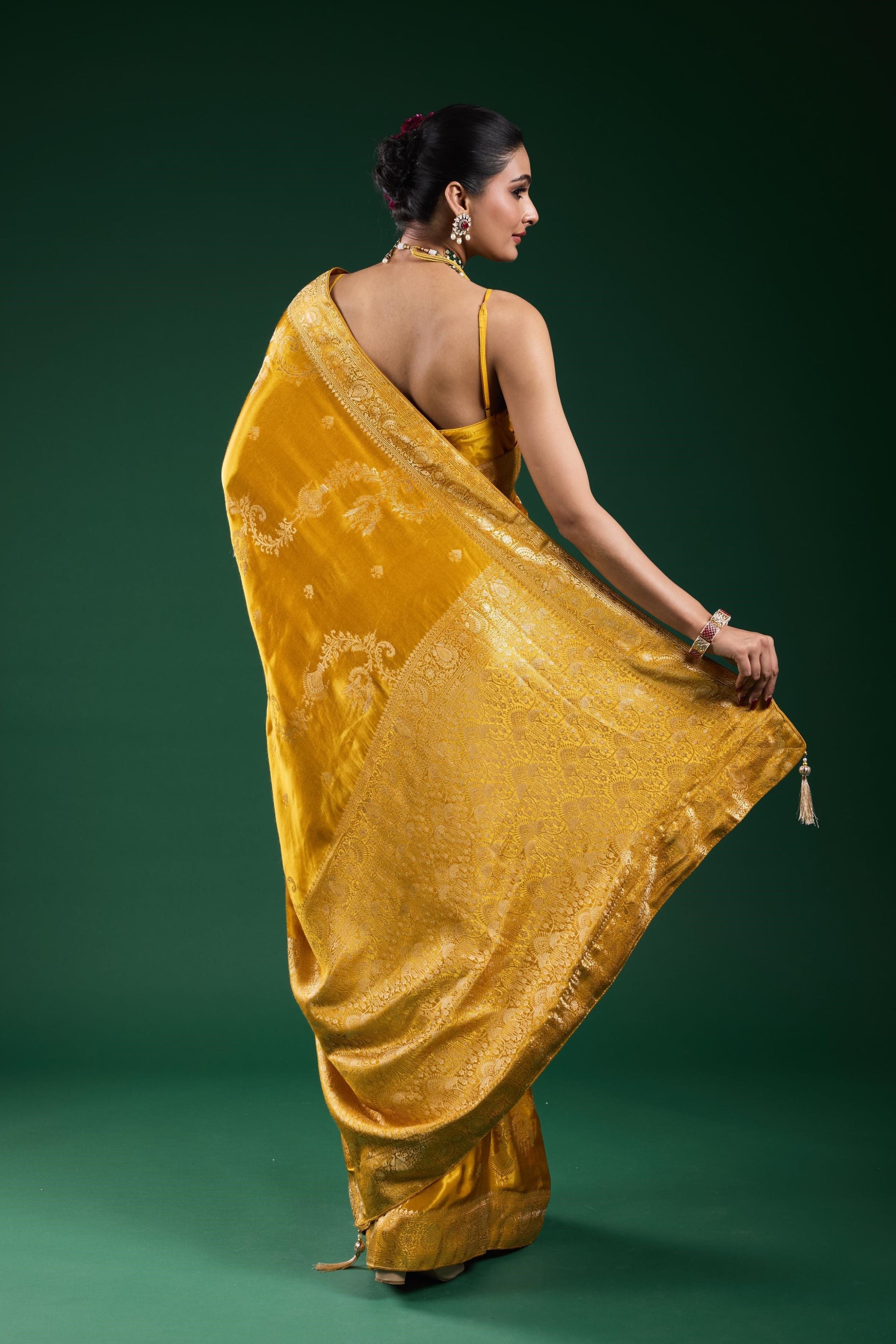 Golden Gazzi Satin Silk Saree