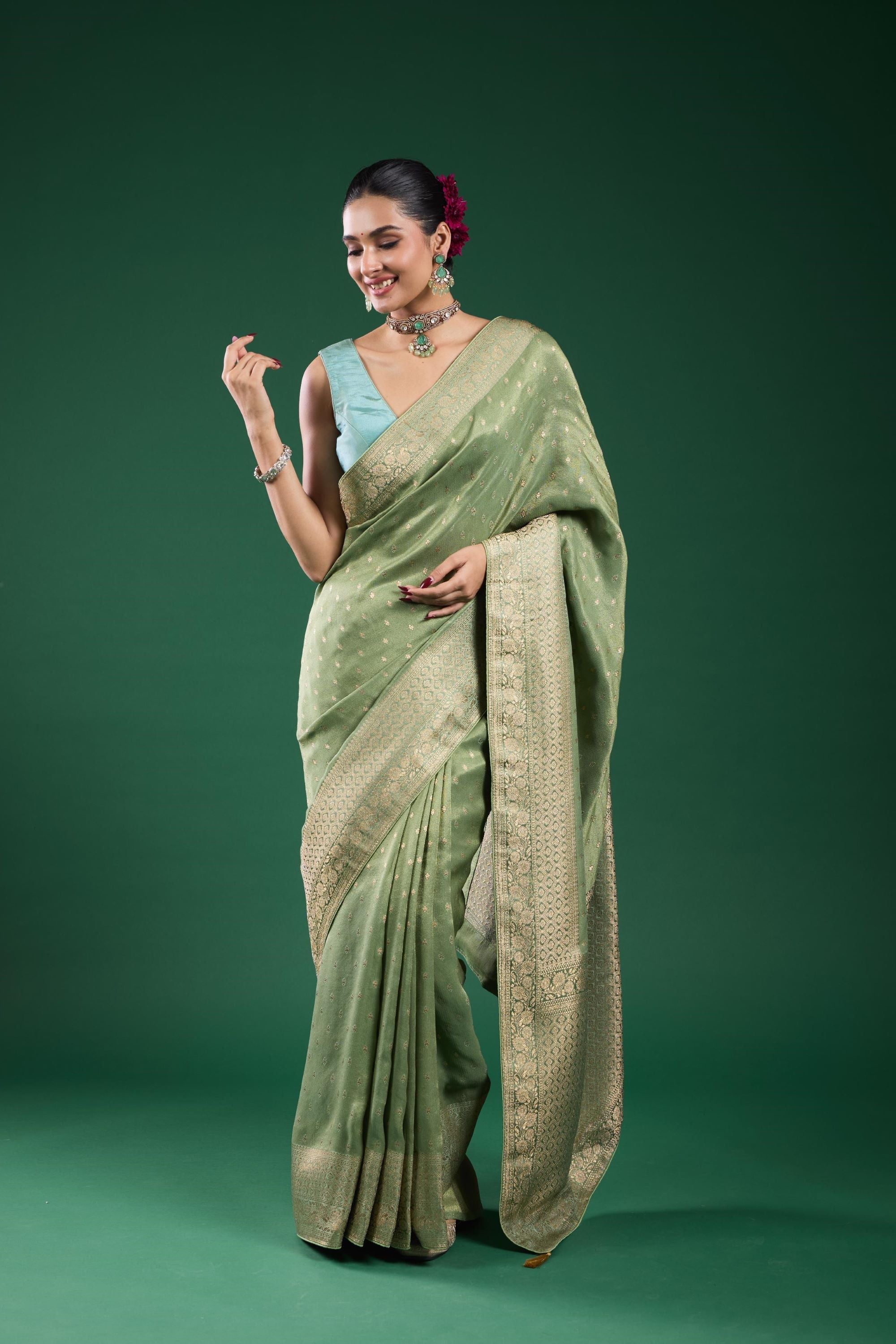 Light Green Tissue Silk Saree