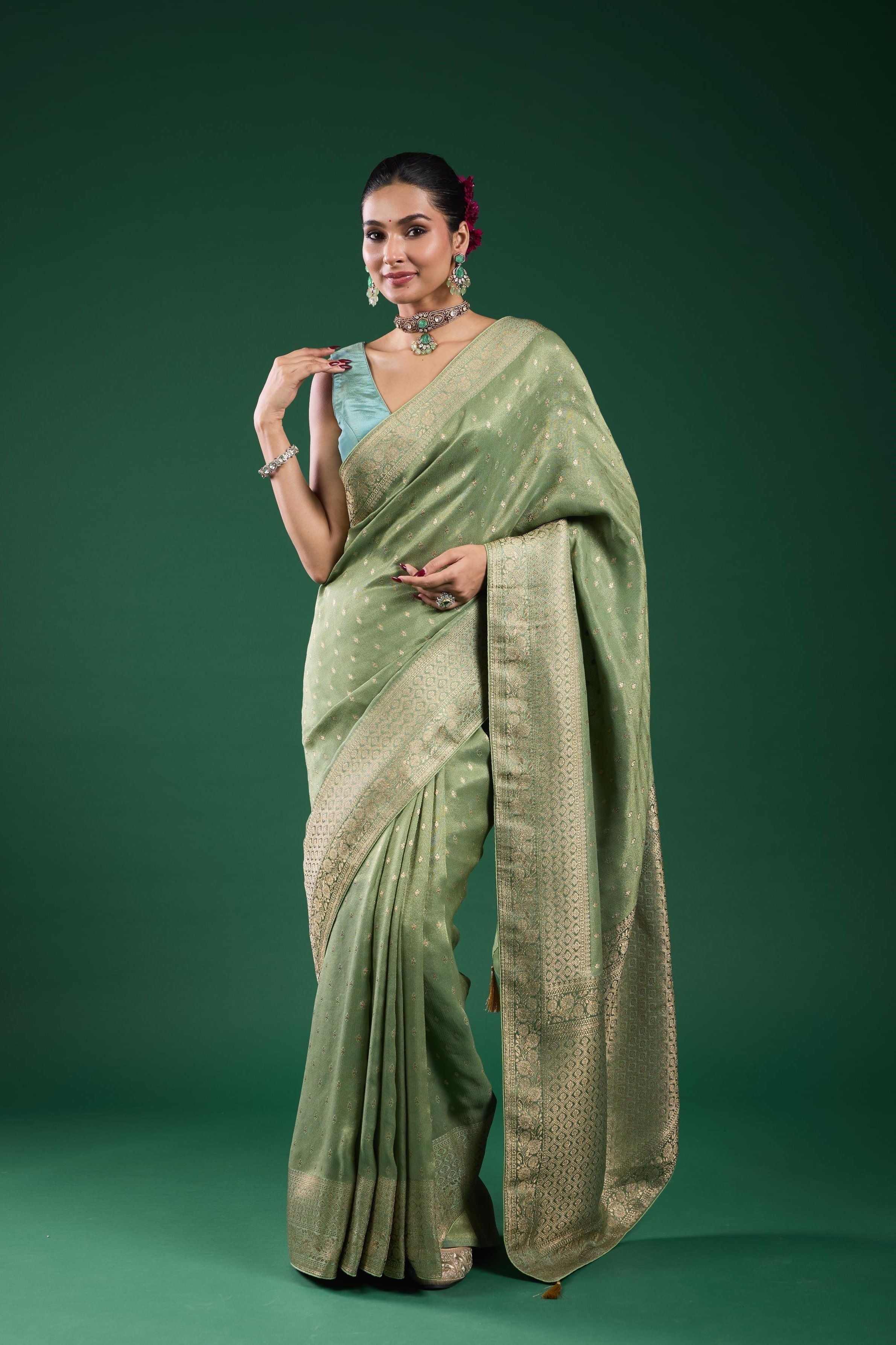 Light Green Tissue Silk Saree