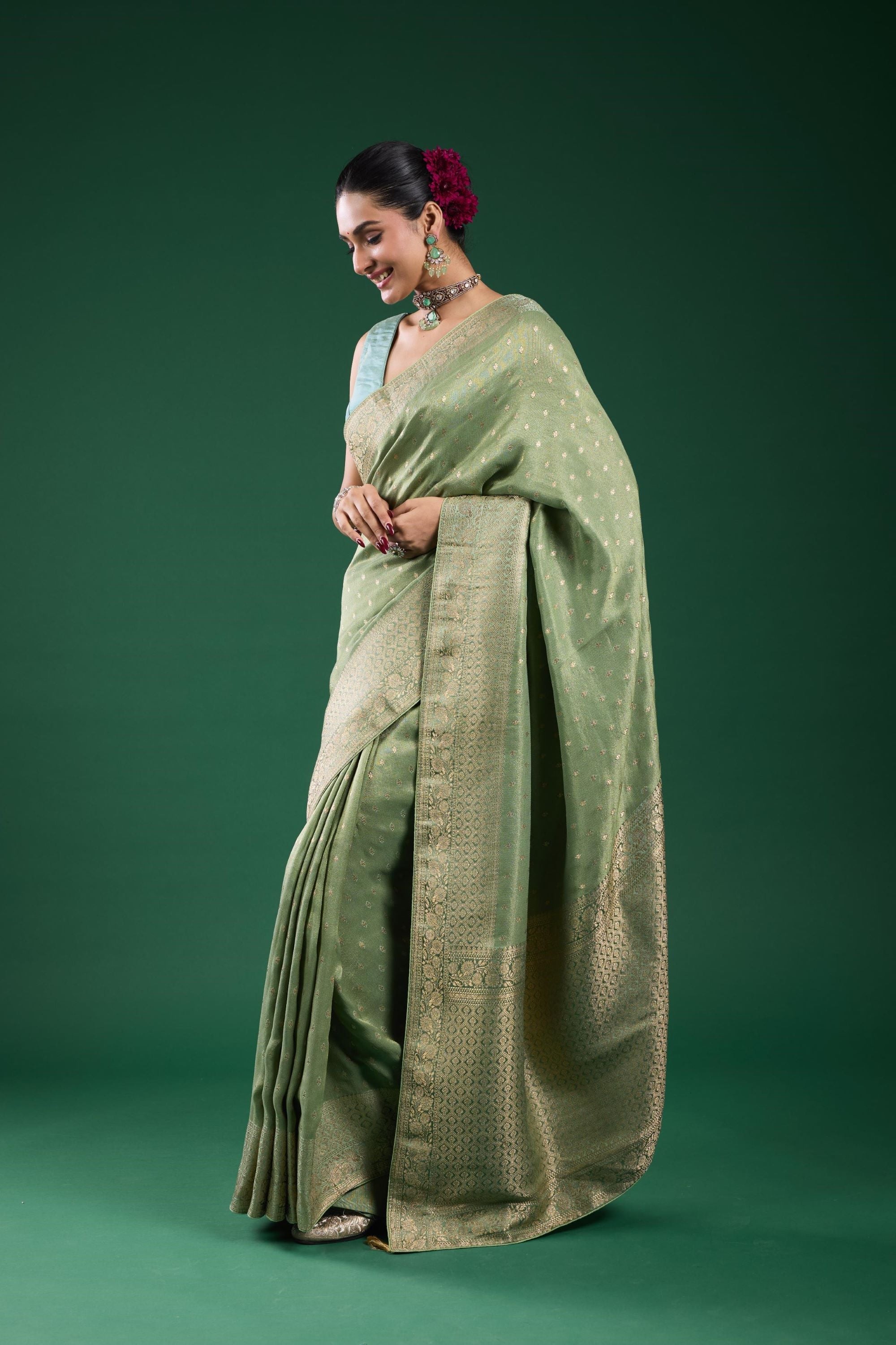 Light Green Tissue Silk Saree