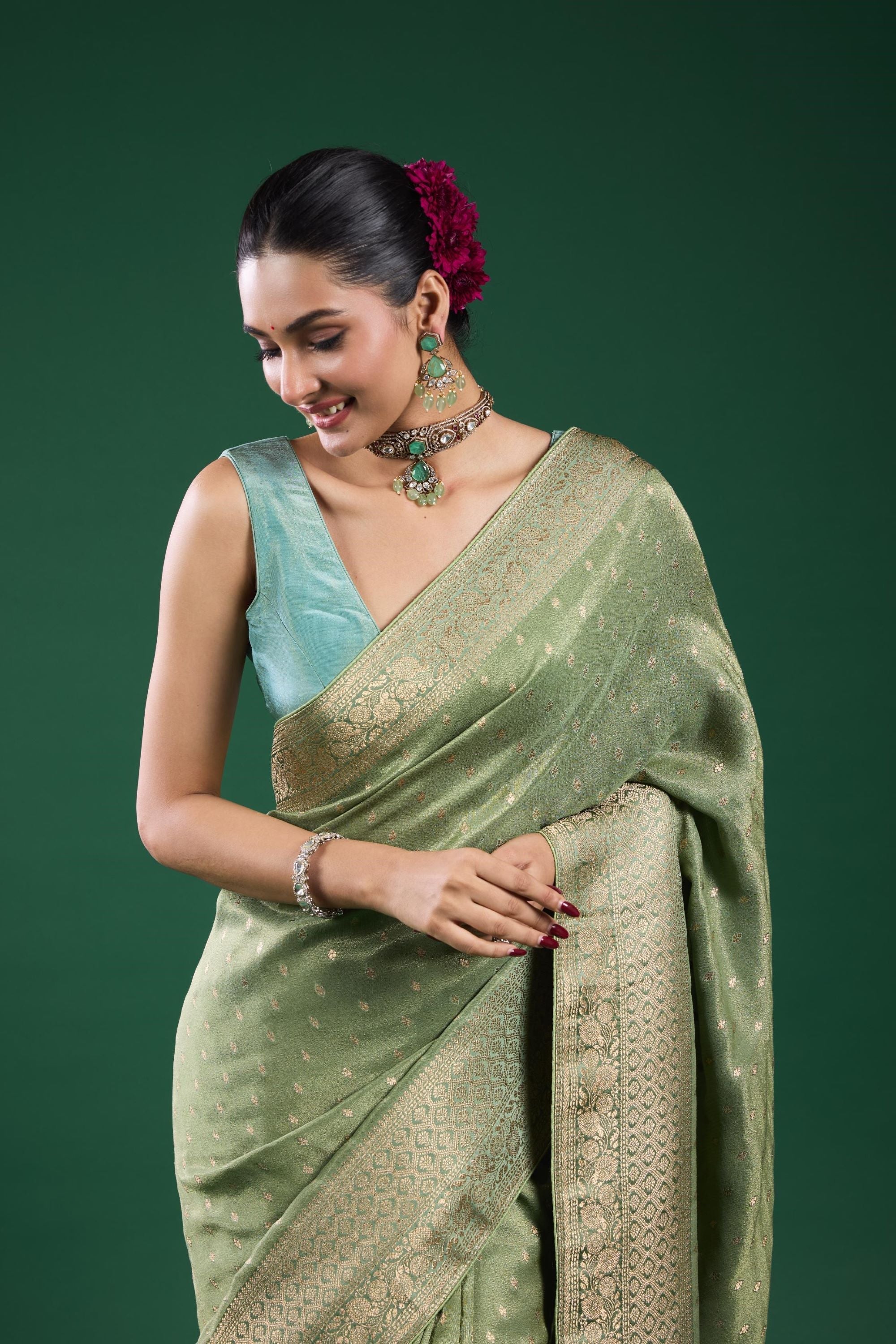 Light Green Tissue Silk Saree