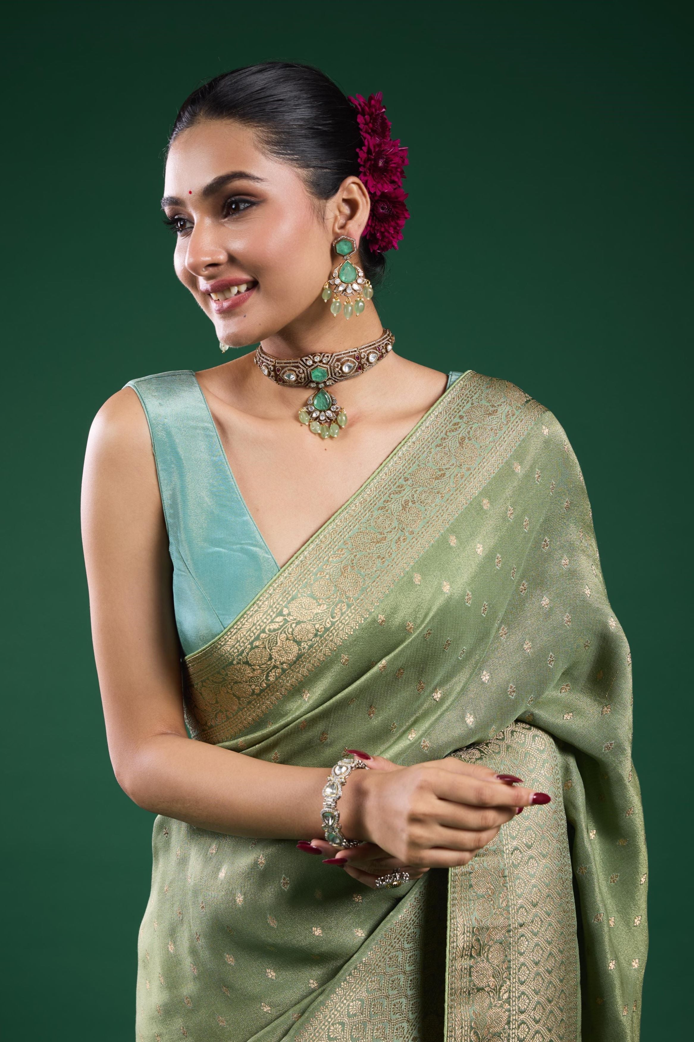 Light Green Tissue Silk Saree