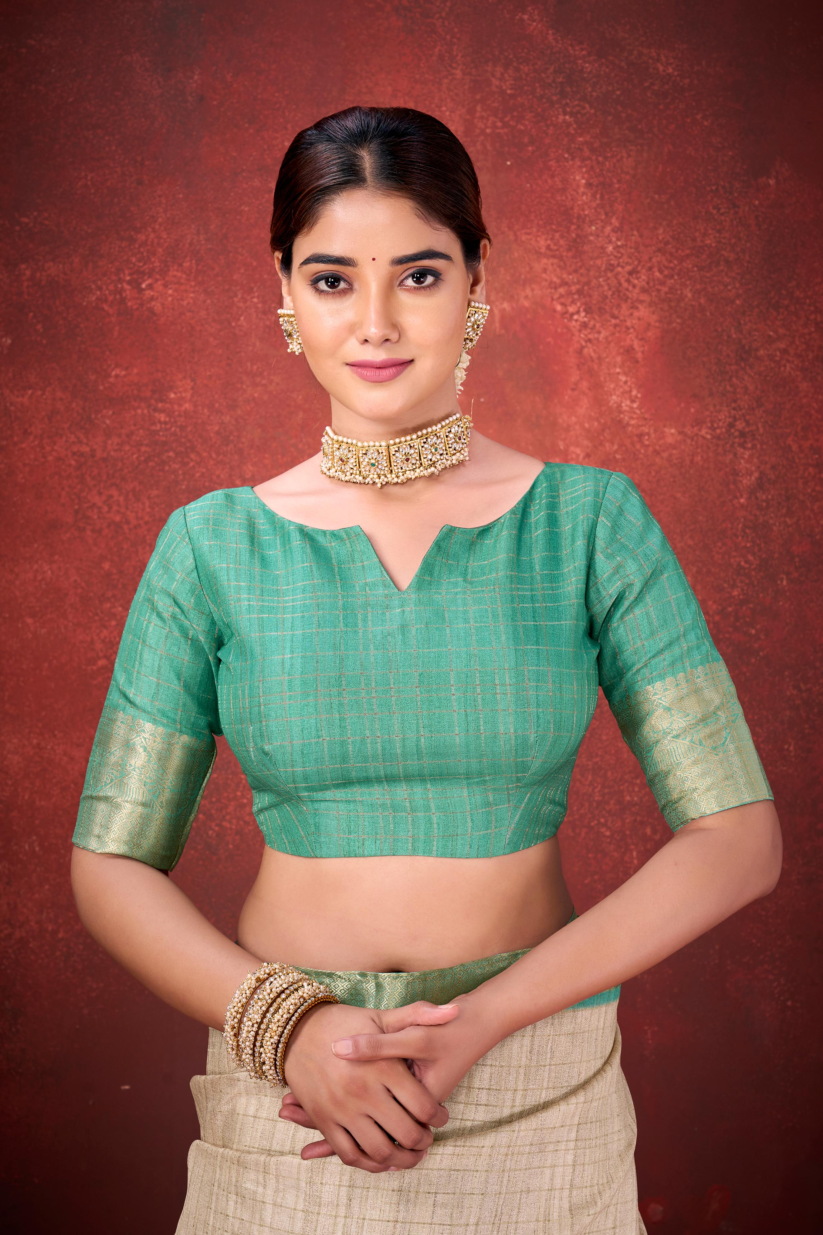 Cream Mulbery Jacquard Silk Printed Saree