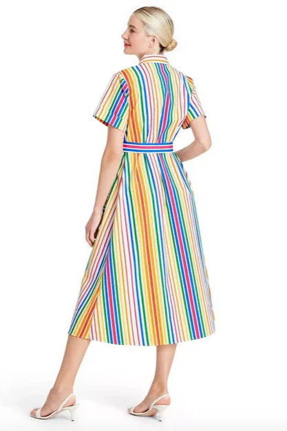 Playful Multicolor Swiss Cotton Shirt Dress