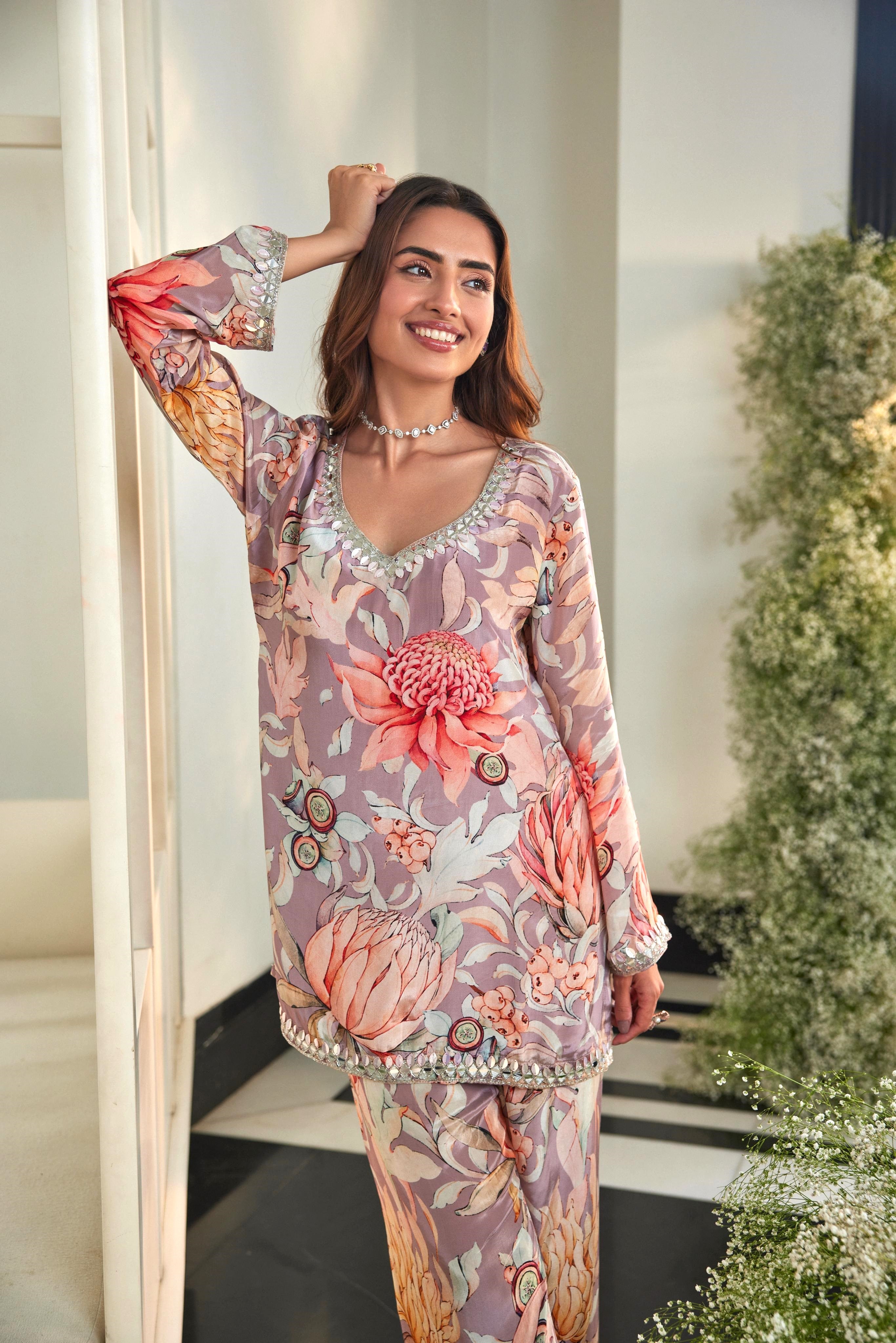 Rose Gold Floral Co-Ord Set