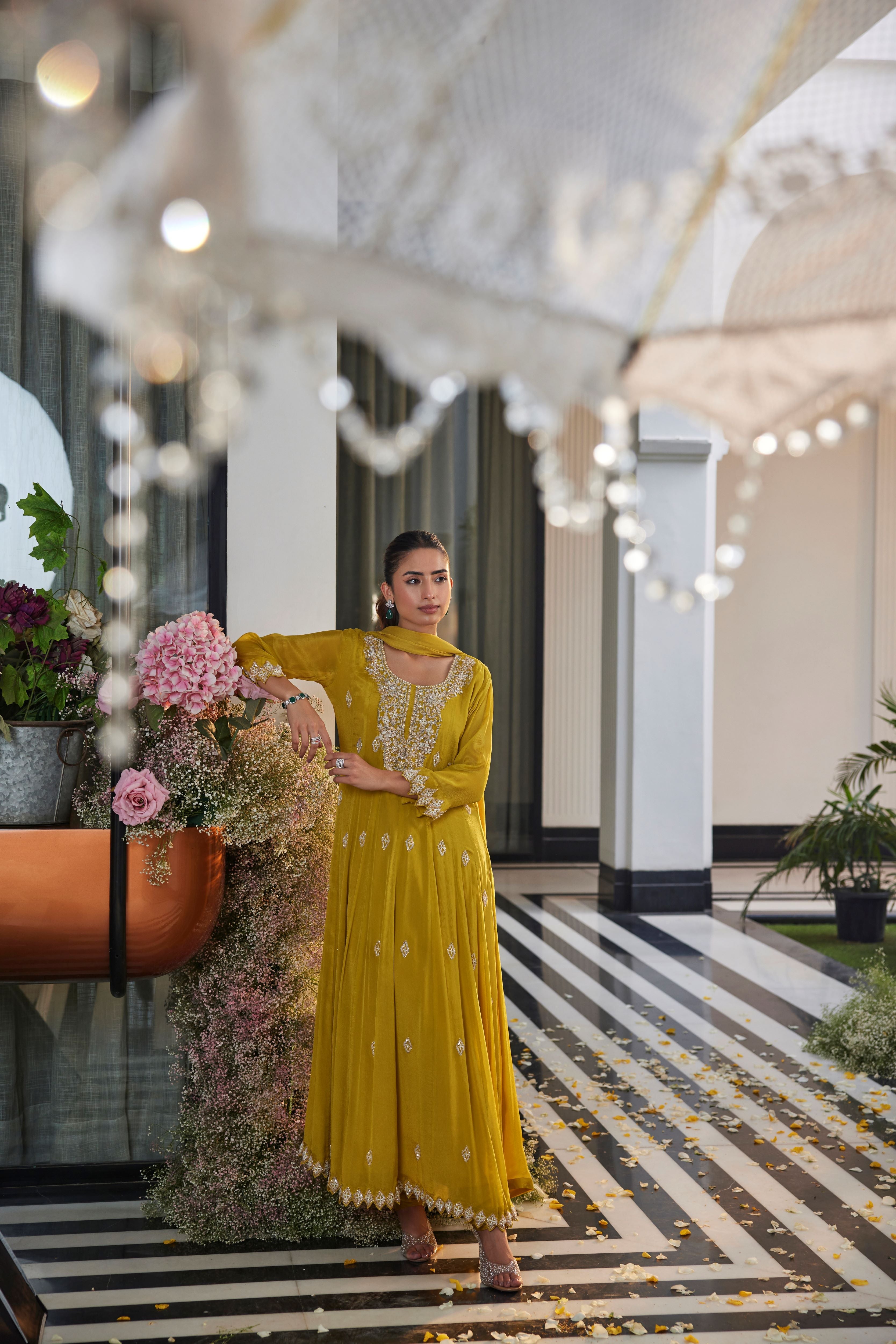 Golden Glam Anarkali Set