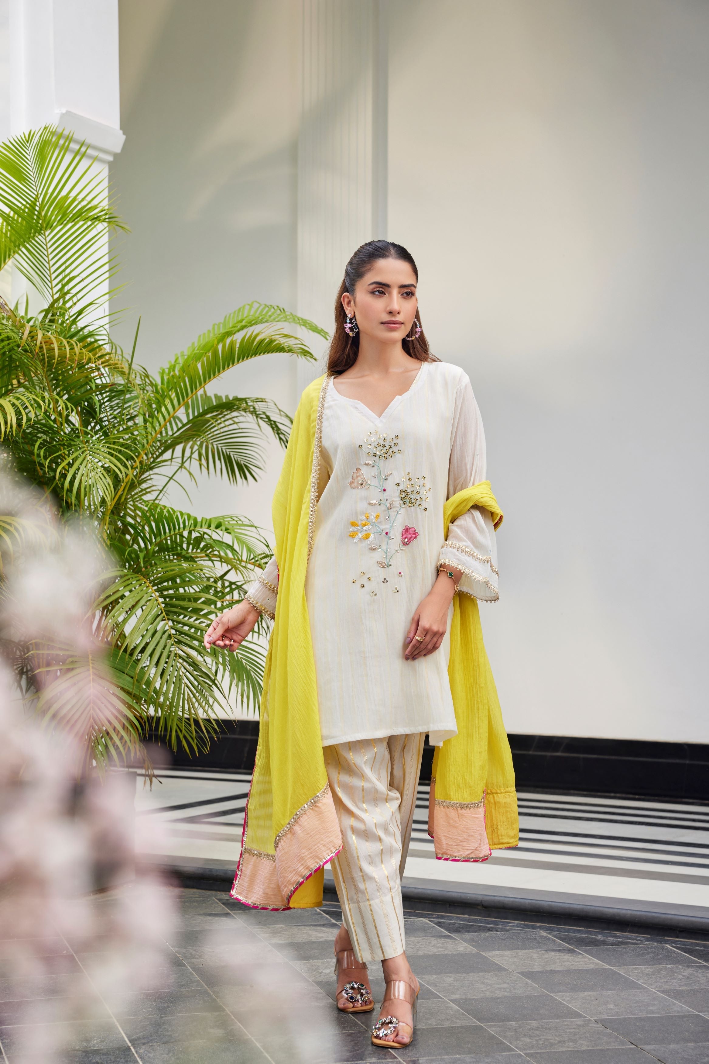 Pearl White Pant Set
