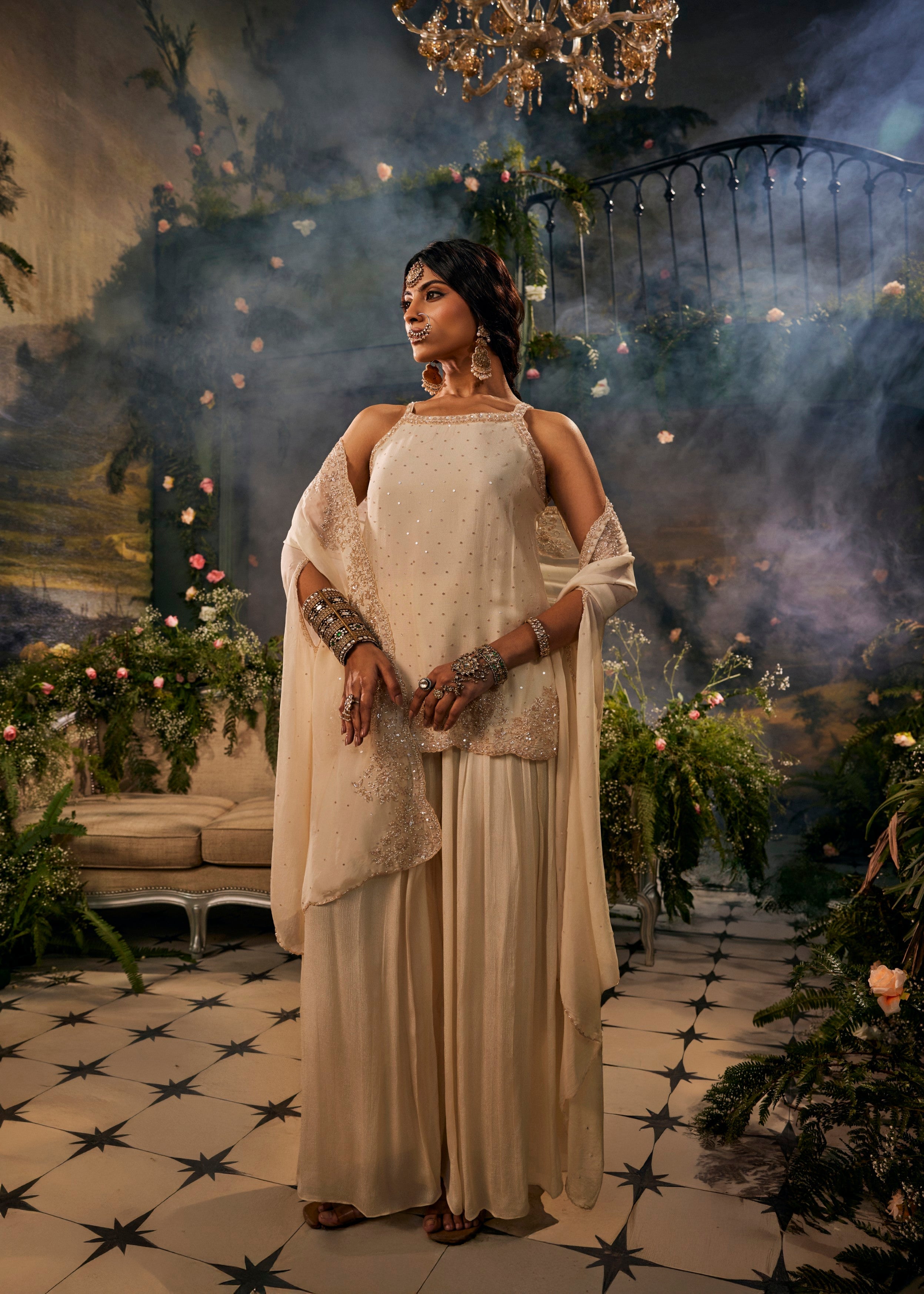 Noor-e-Aftab Embellished Crepe Silk Cape Set