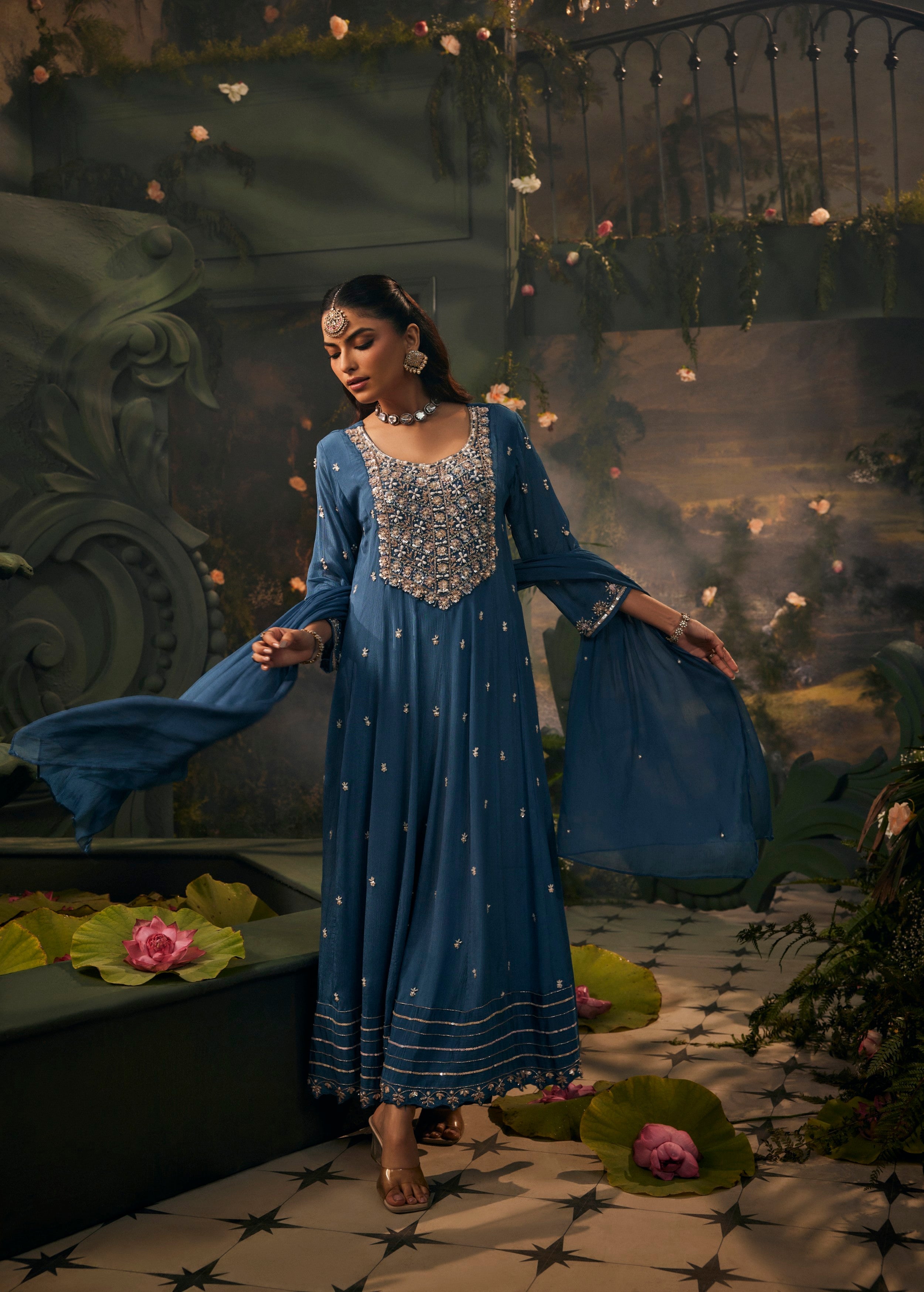 Noor-e-Blue Embellished Anarkali Set