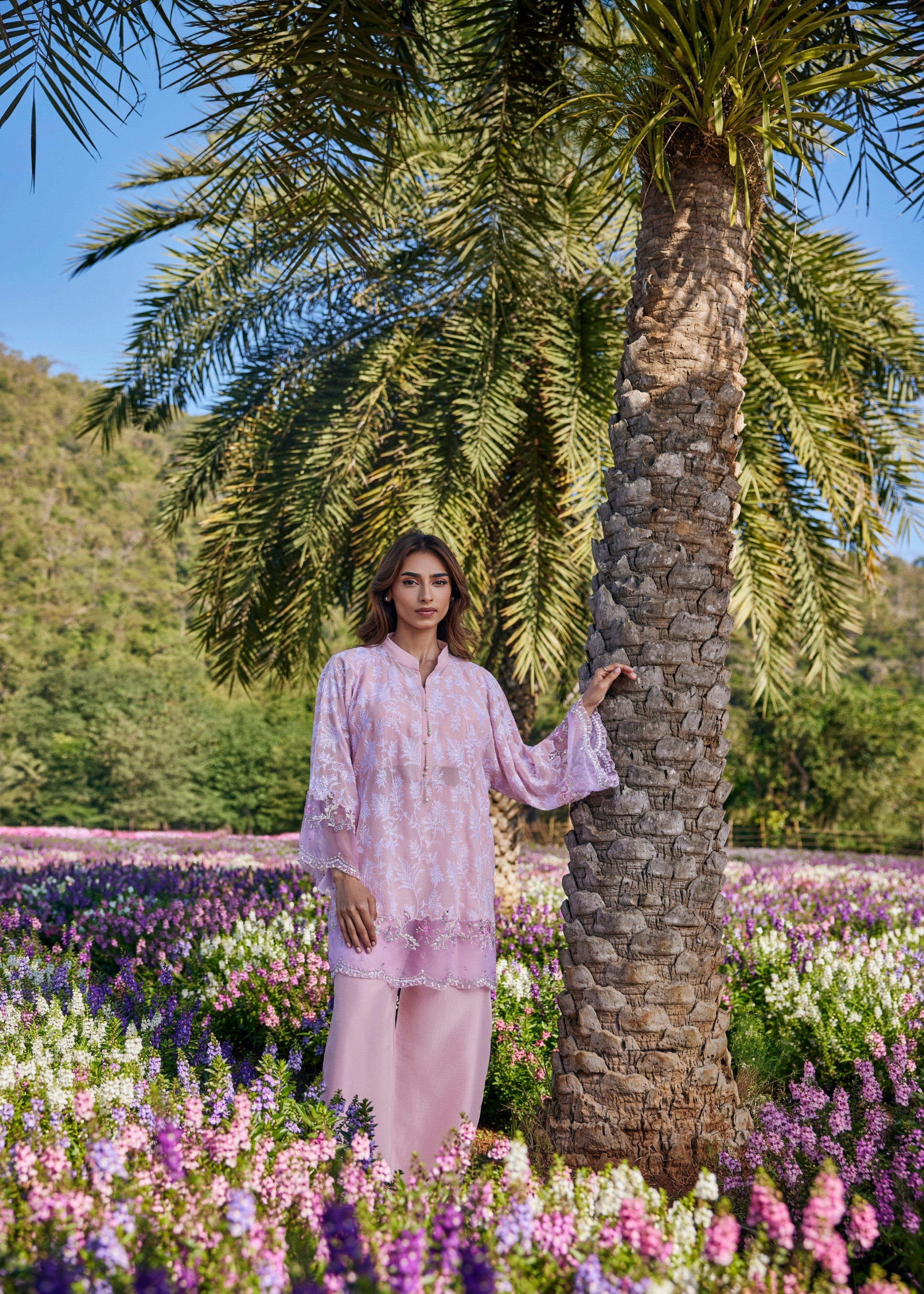 Blush Pink Embellished Crepe Silk Co-Ord Set