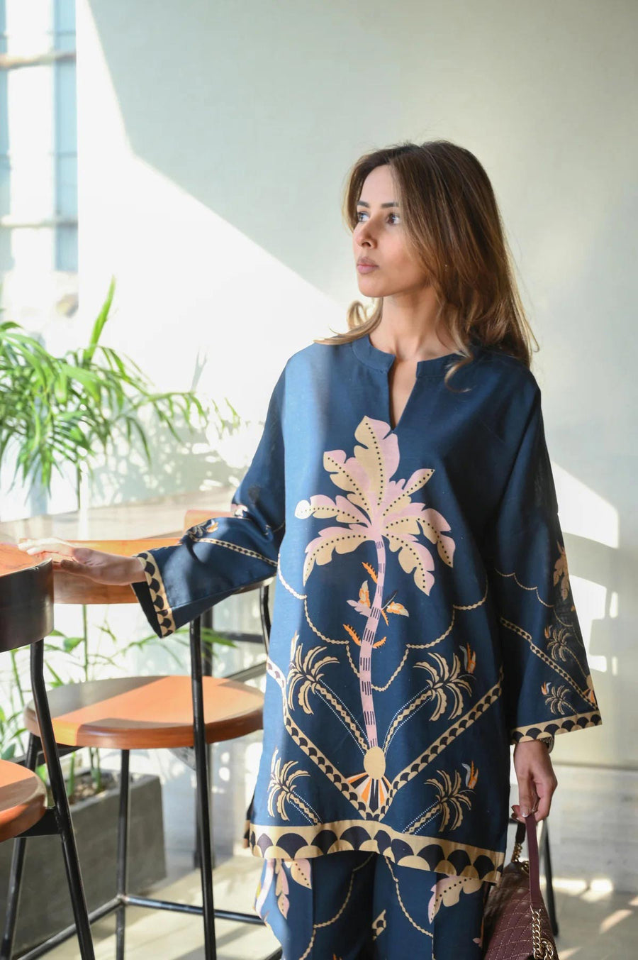 Blue Lagoon Printed Cotton Linen Co-Ord Set