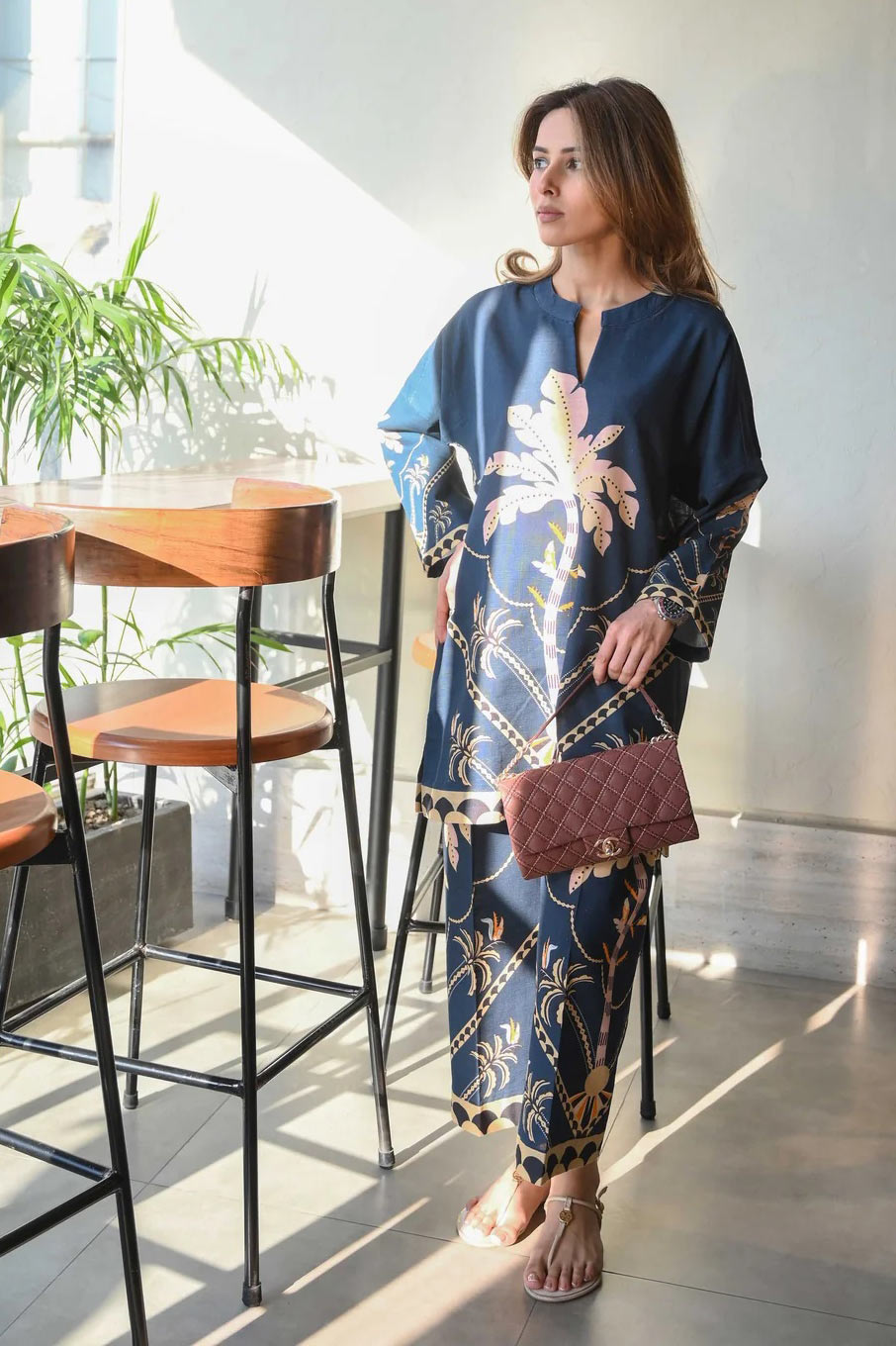 Blue Lagoon Printed Cotton Linen Co-Ord Set