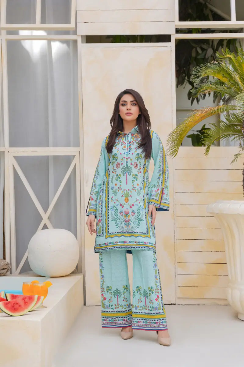 Blue Quartz Tropical Print Co-Ord Set