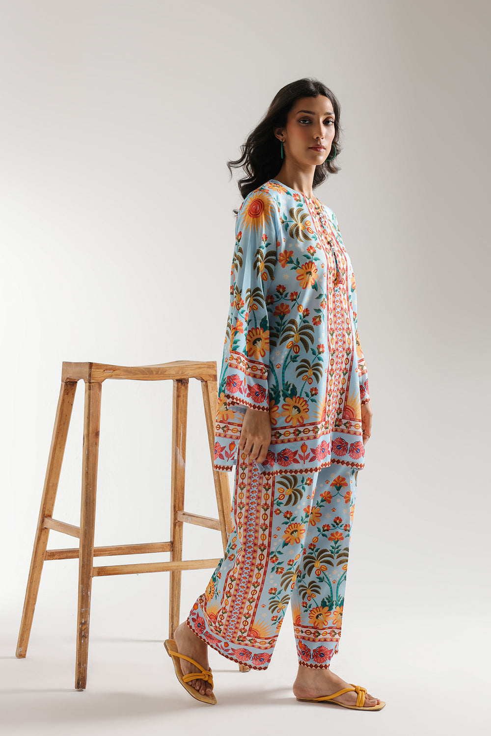 Blooming Blue Swiss Muslin Co-Ord Set