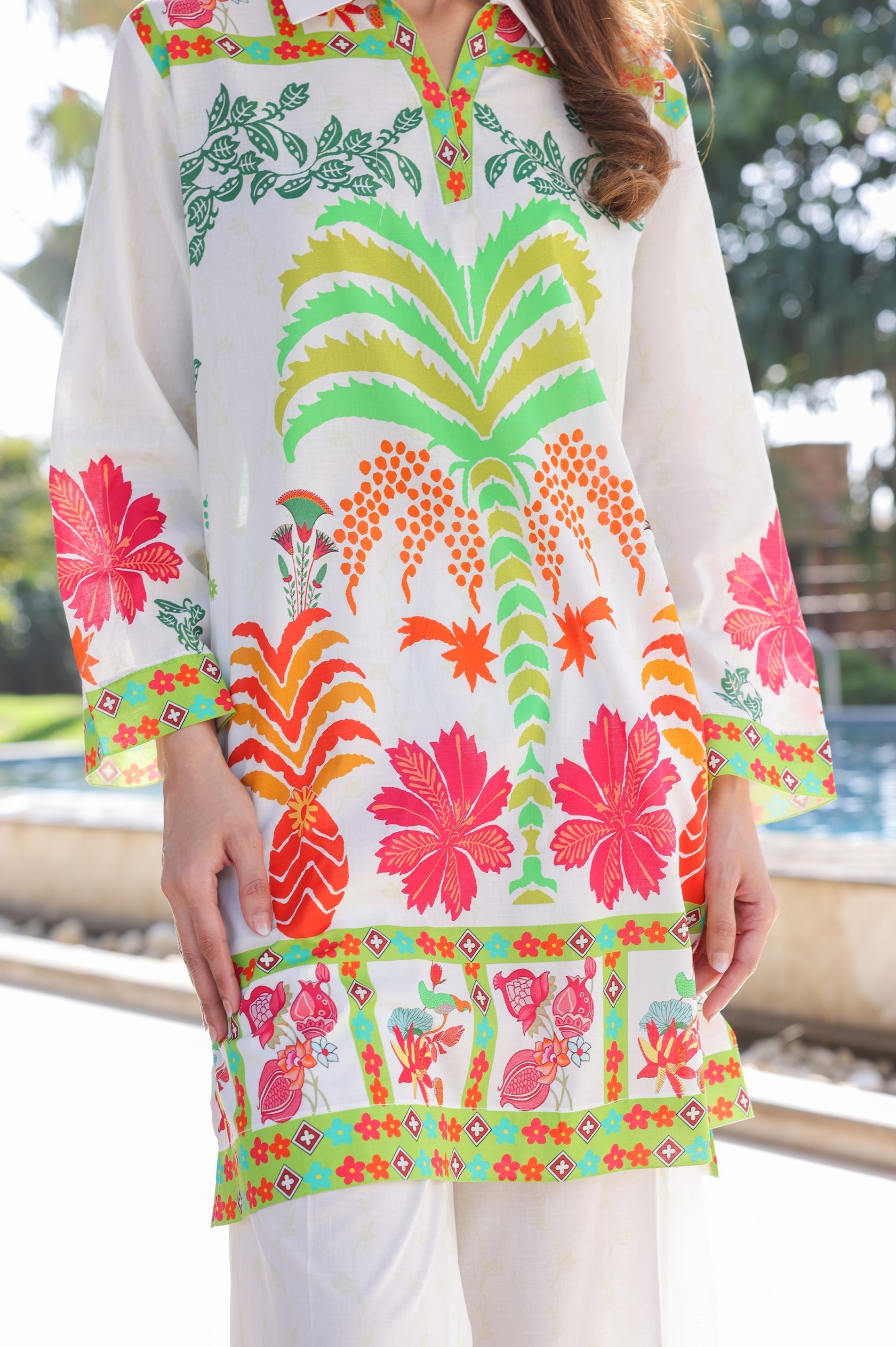 White Calm Soft Muslin Silk Co-Ord Set