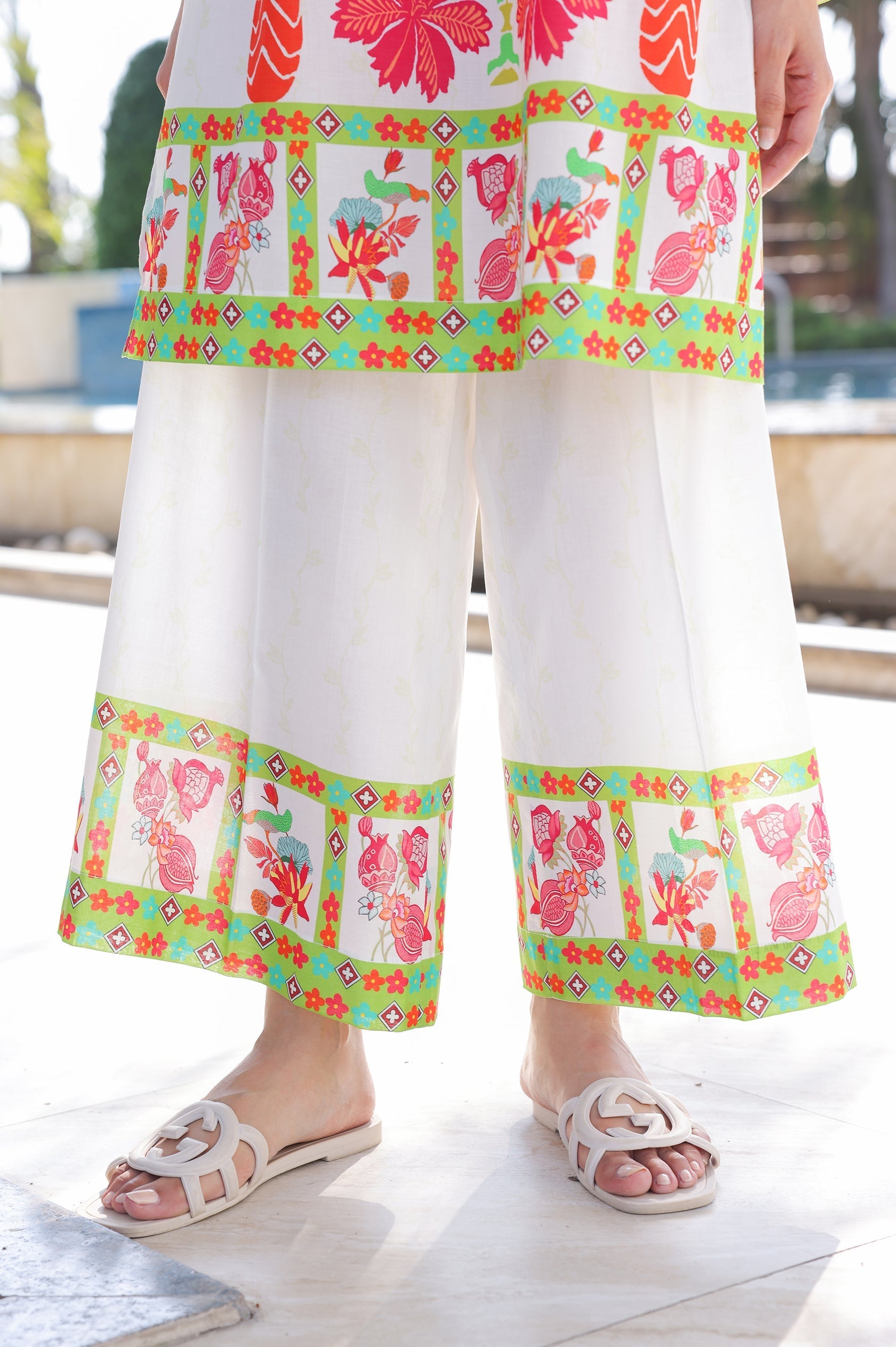 White Calm Soft Muslin Silk Co-Ord Set
