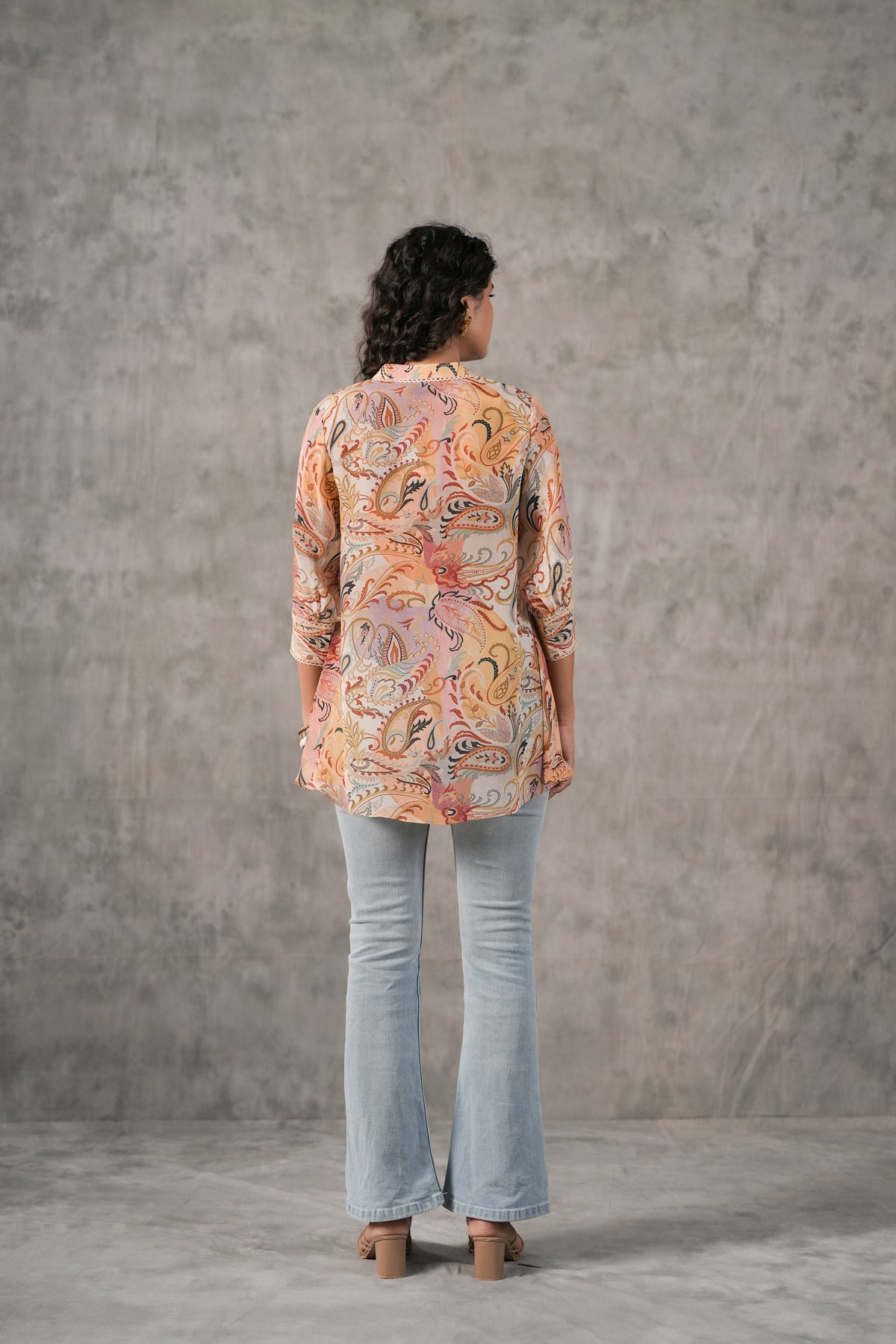 Multi Paisley Printed Crepe Silk Shirt