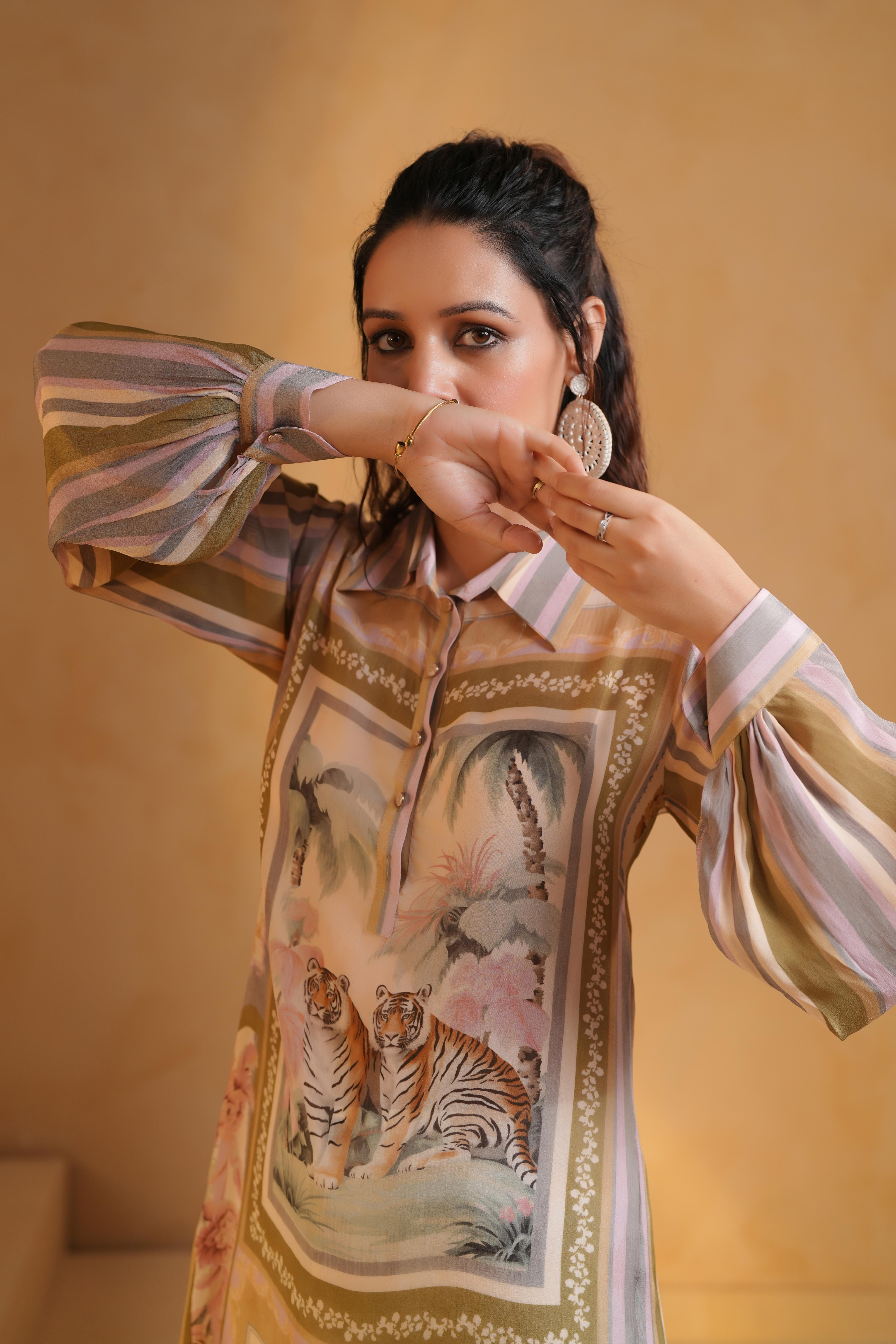 Pastel Multicolour Printed Crepe Silk Top