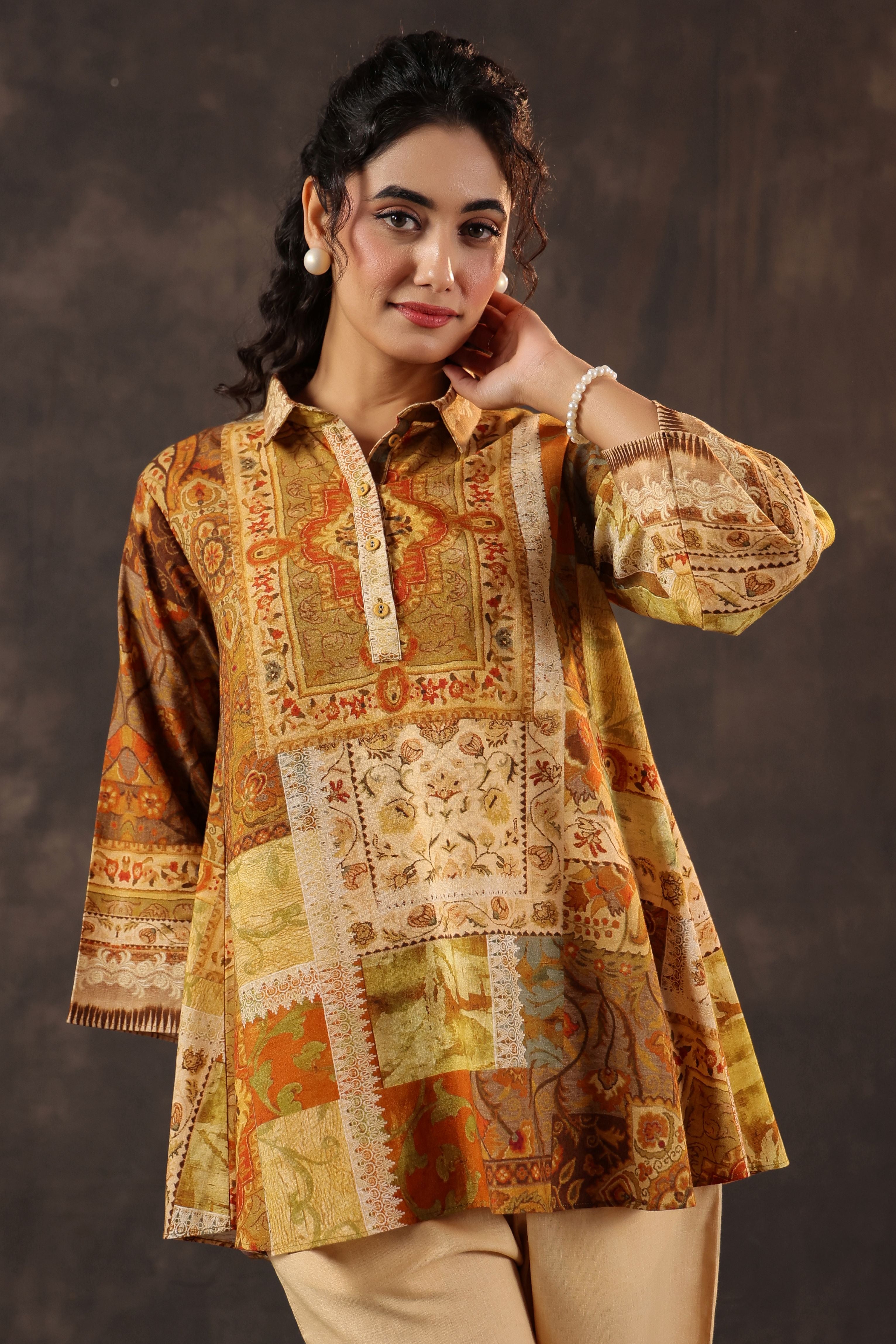 Desert Amber Printed Linen Co-Ord Set