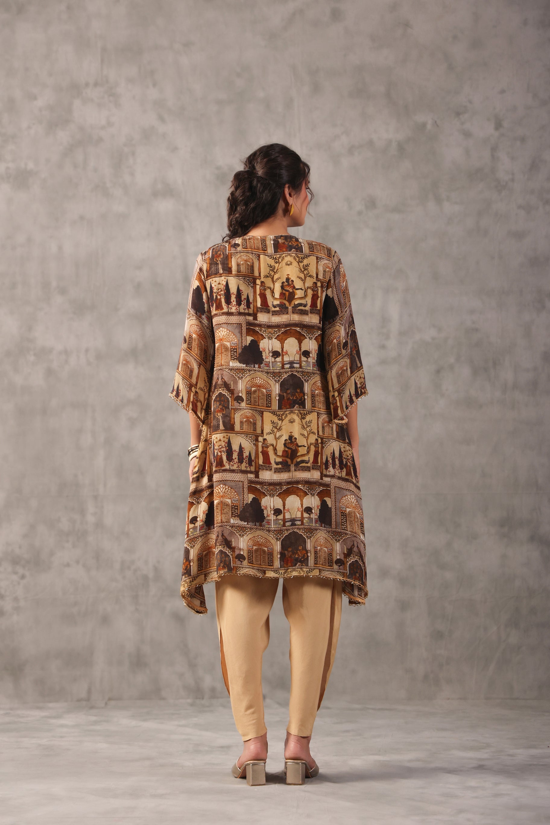Mughal Sepia Printed Viscose Crepe Silk Co-Ord Set