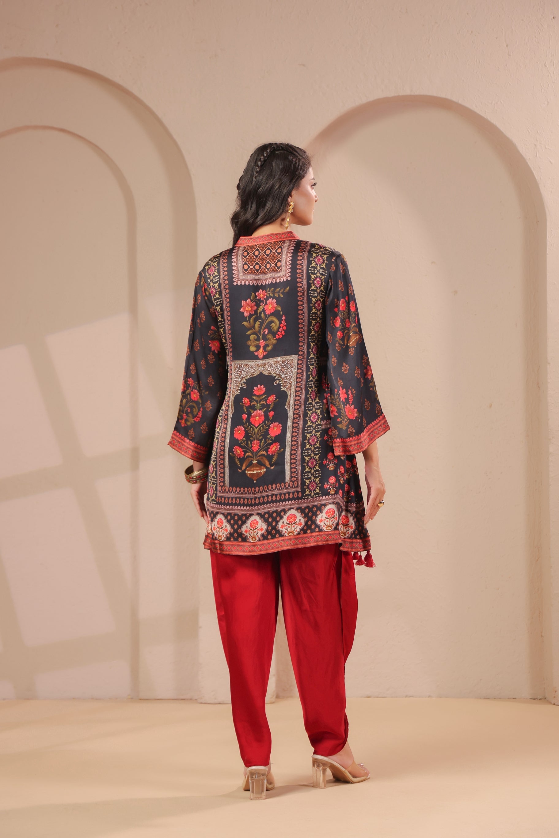 Royal Floral Printed Modal Silk Kurta Set