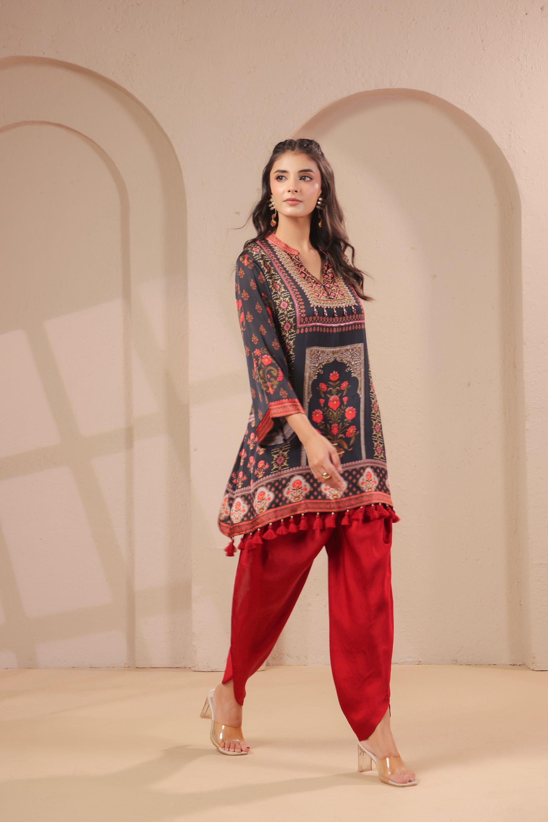 Royal Floral Printed Modal Silk Kurta Set