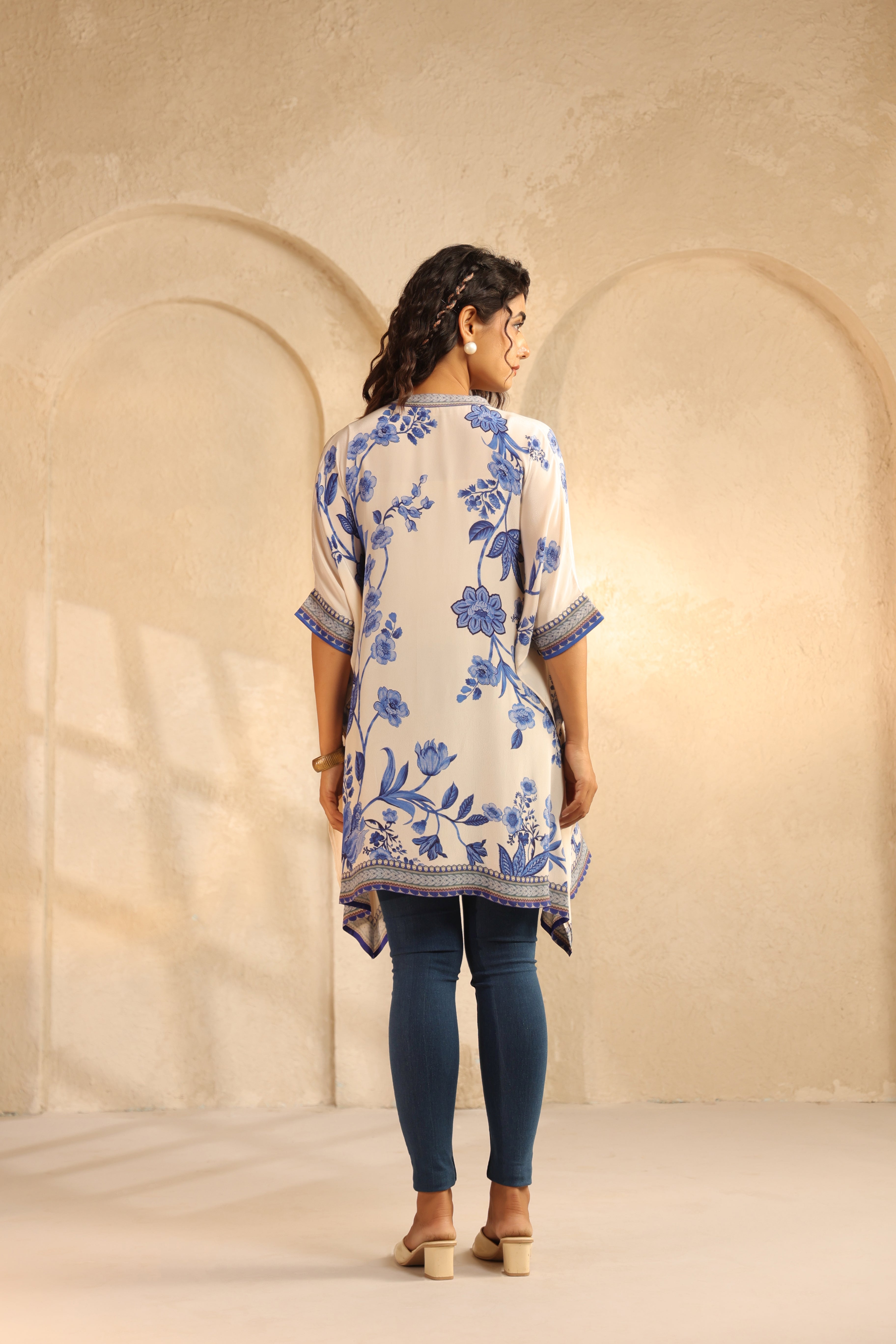 Off-White Printed Viscose Crepe Kaftan Top