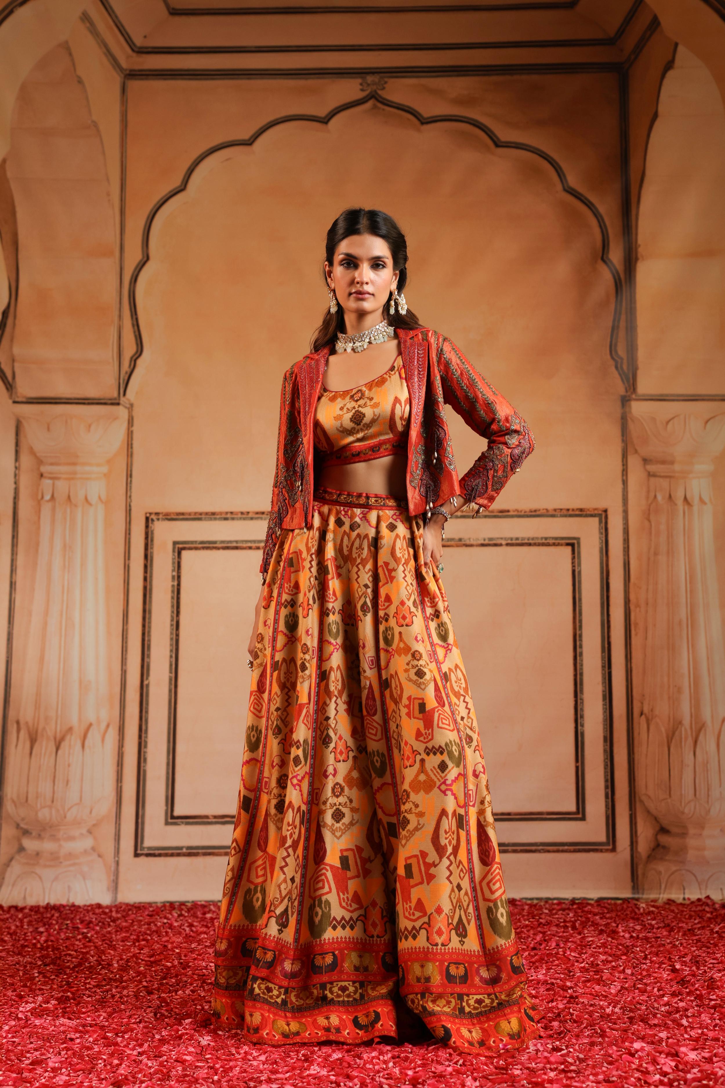 Multicolor Embellished Silk Sharara Set