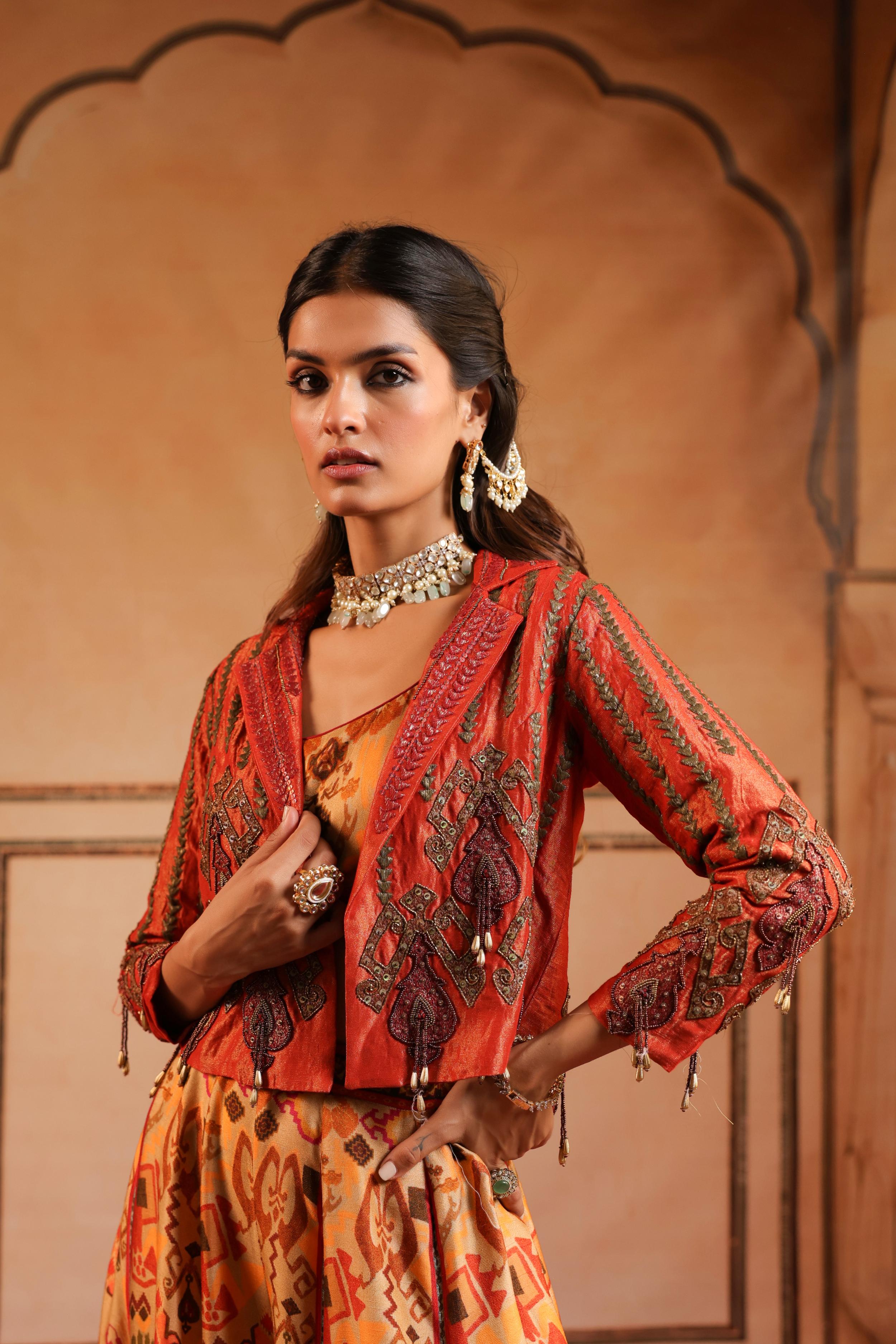 Multicolor Embellished Silk Sharara Set