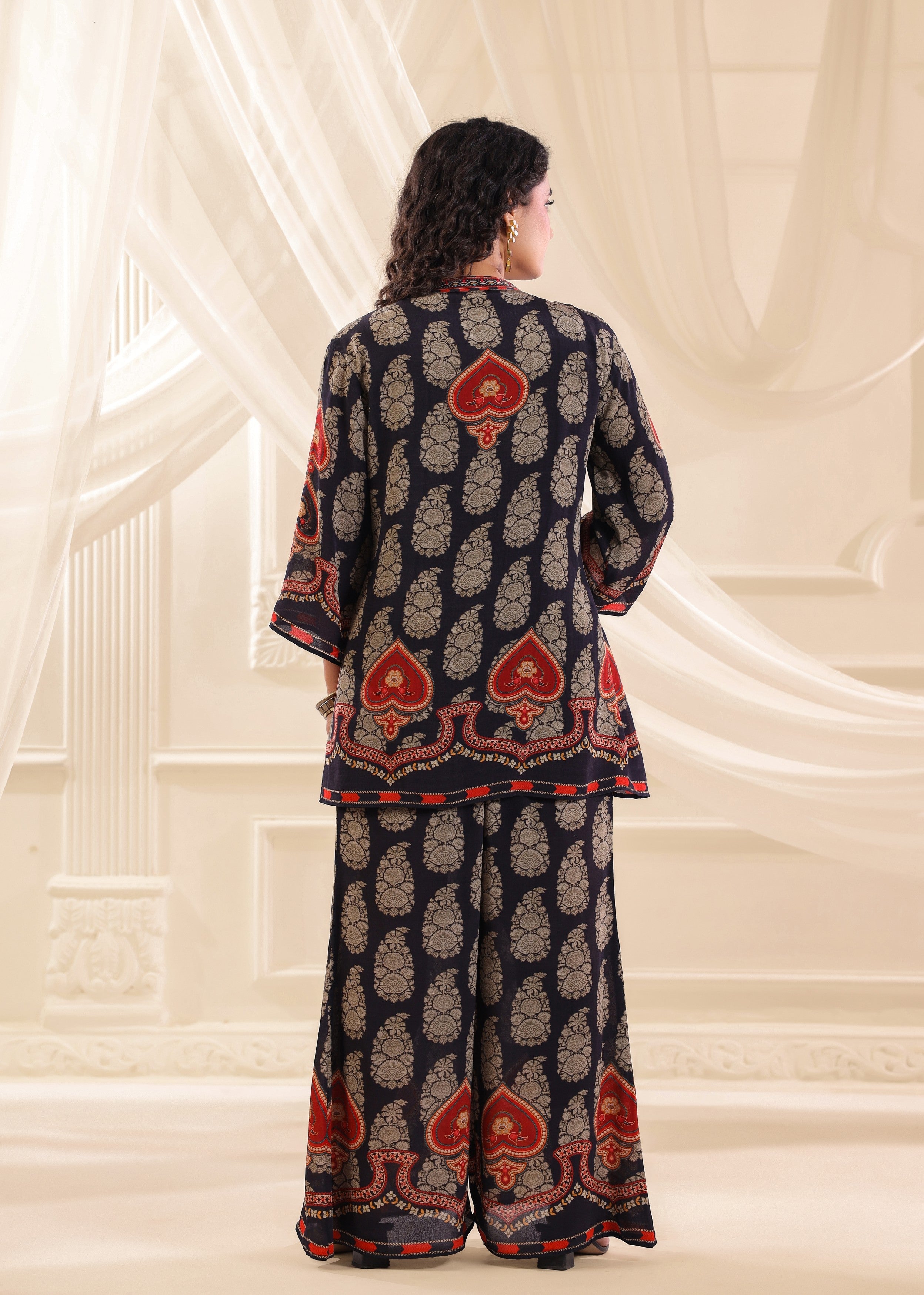 Midnight Blue Embellished Crepe Silk Co-Ord Set