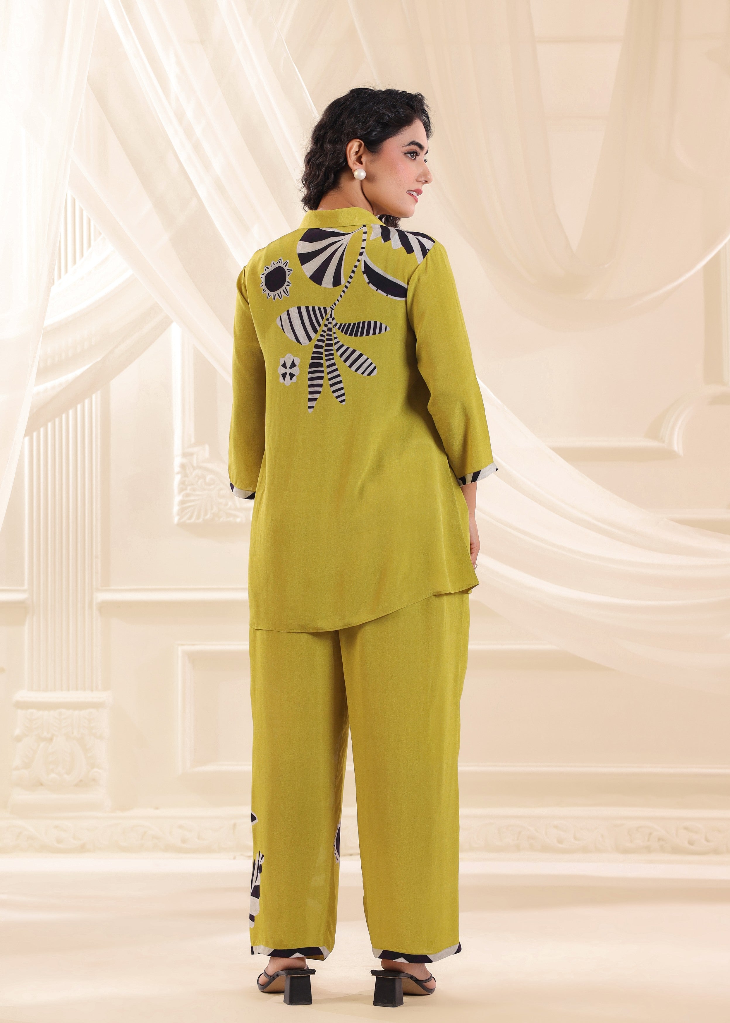 Pear Green Printed Crepe Silk Co-Ord Set