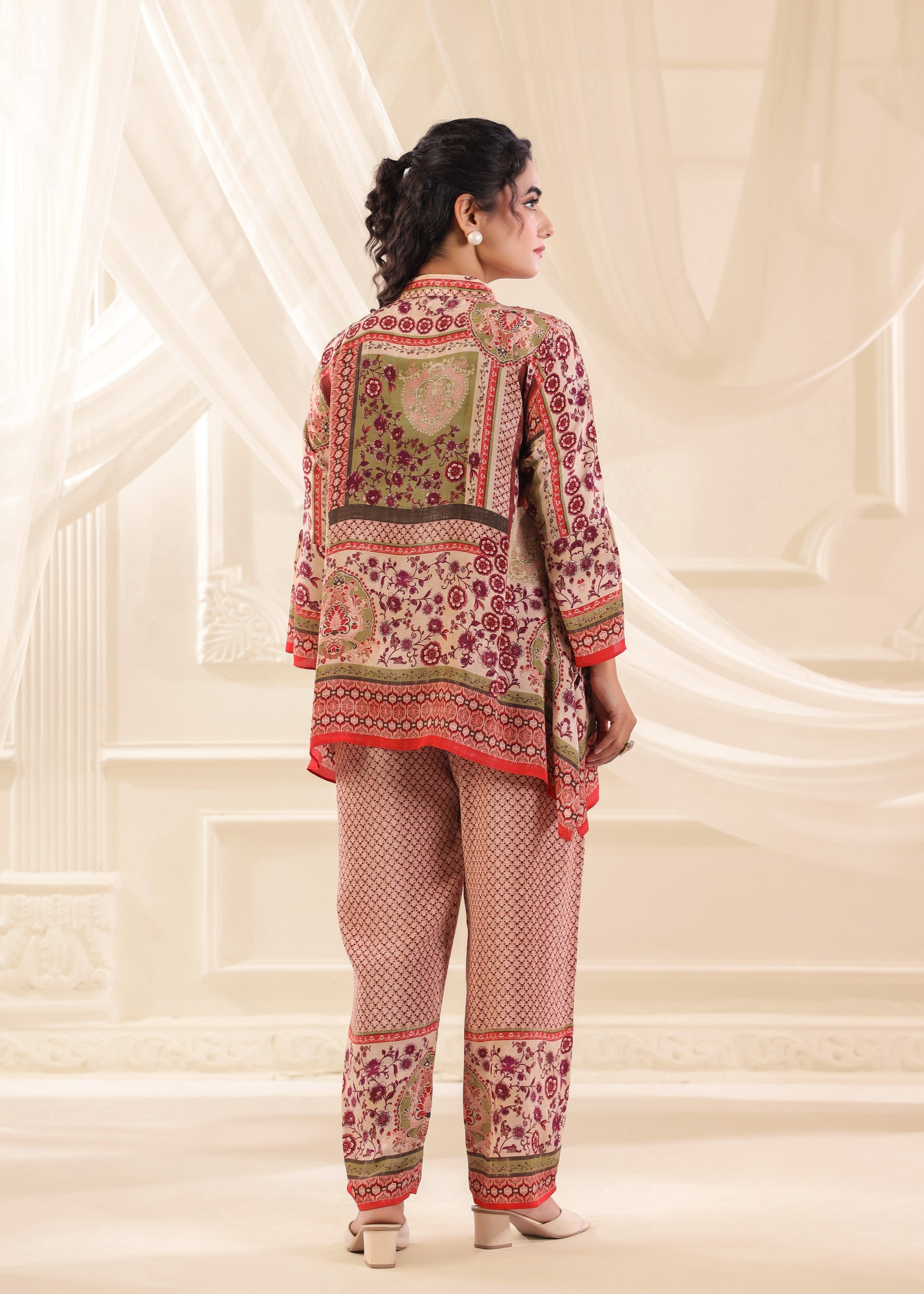 Multicolor Embellished Crepe Silk Co-Ord Set