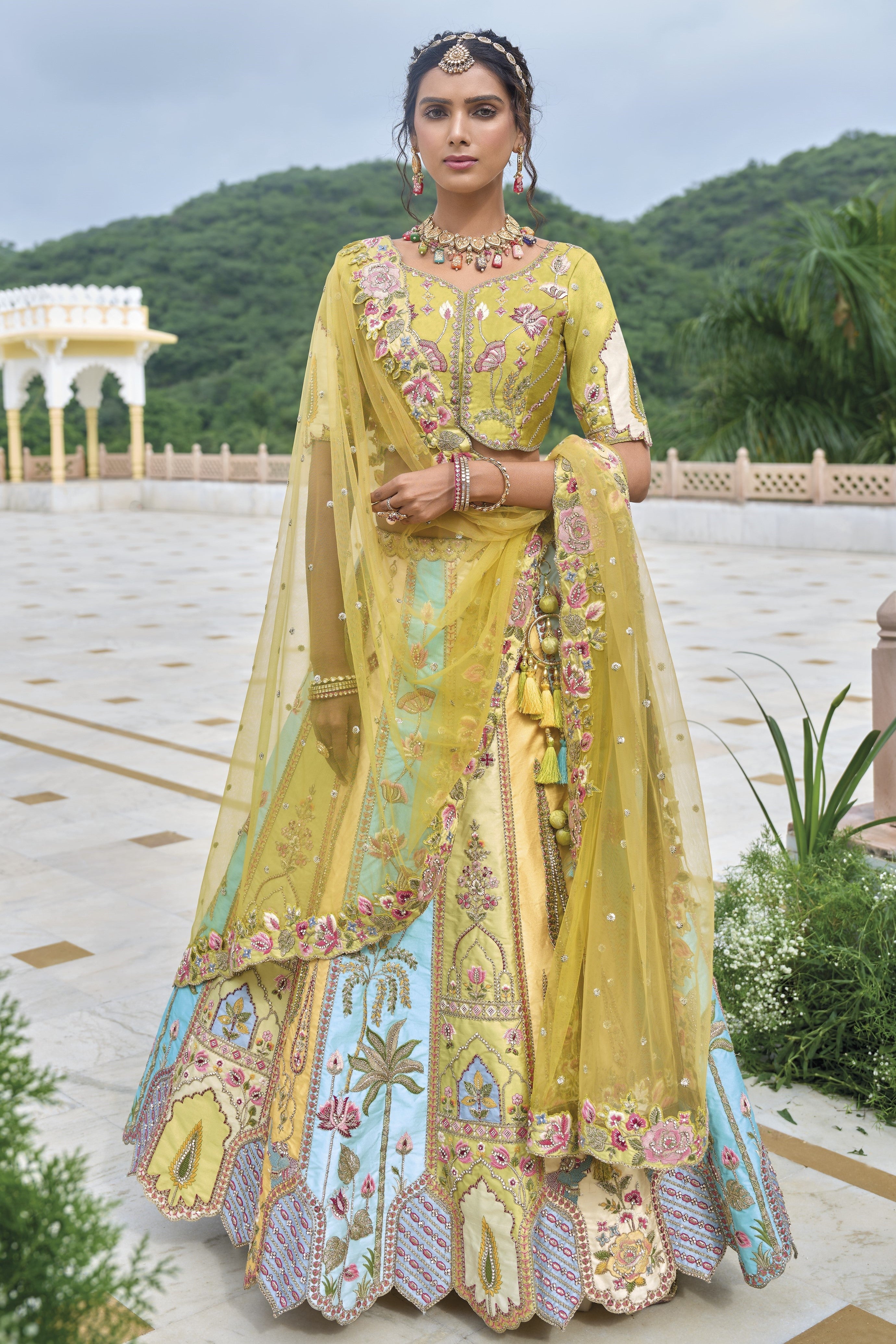 Pear Green Handwork Premium Silk Lehenga Set
