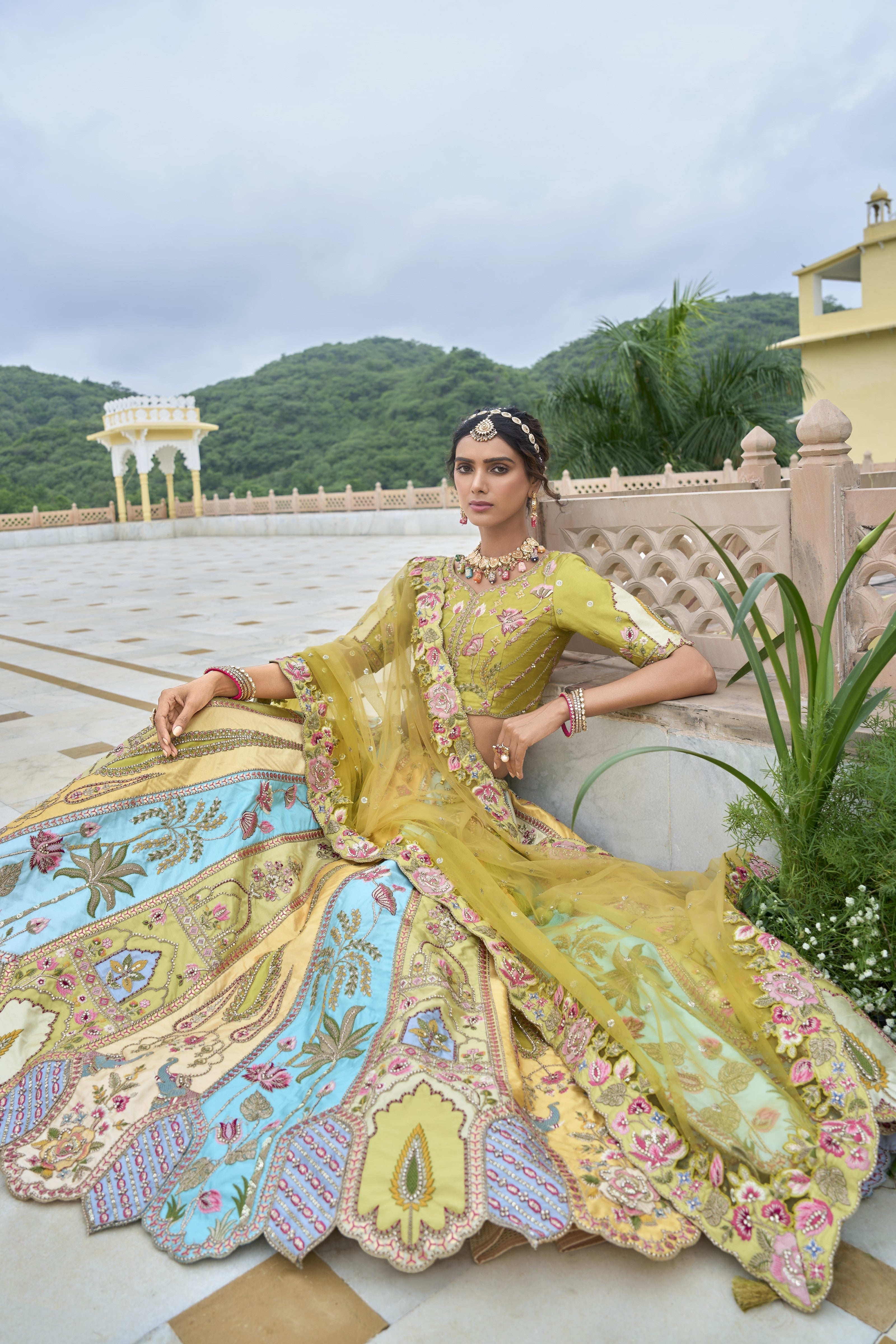 Pear Green Handwork Premium Silk Lehenga Set