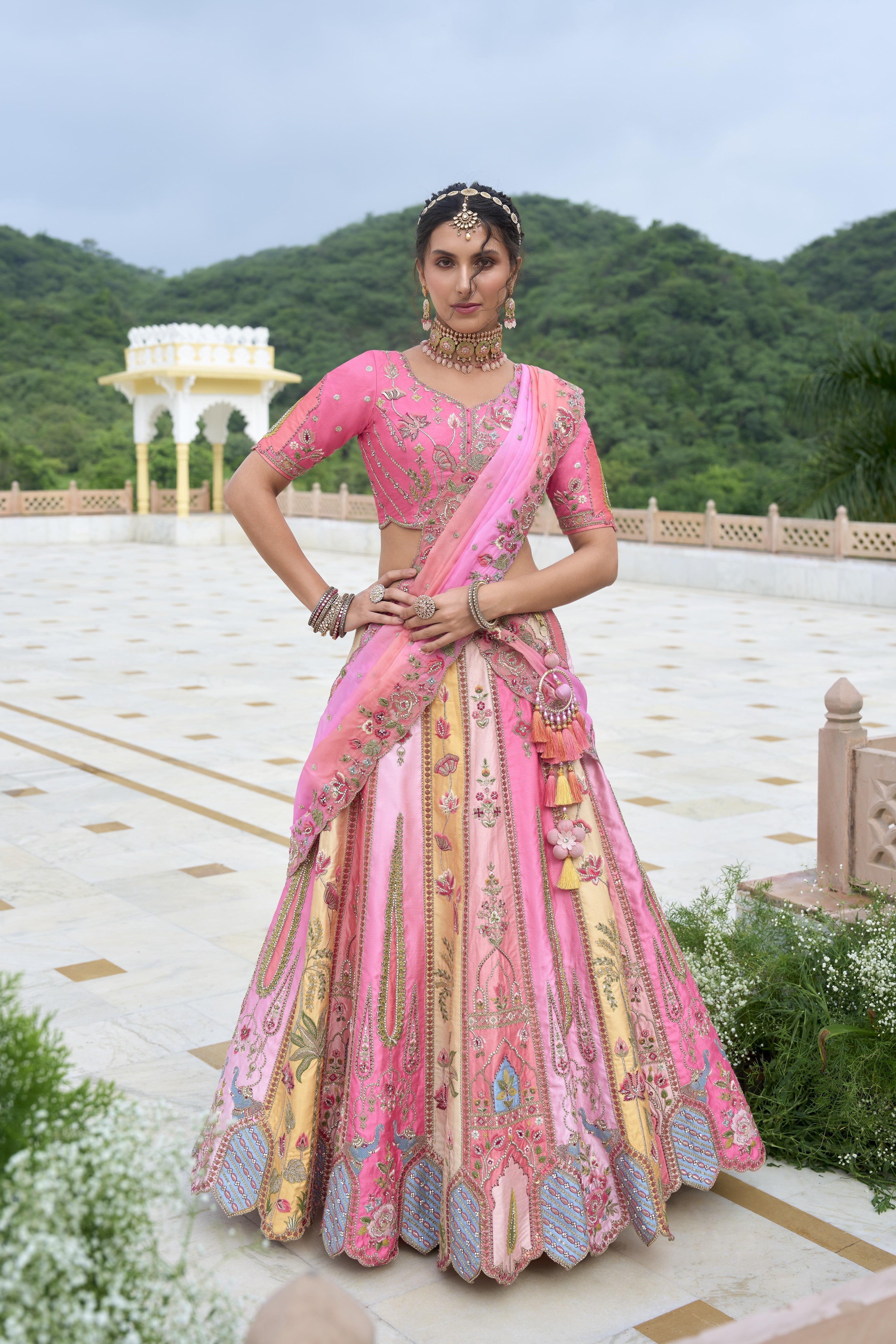 Pink Handwork Premium Silk Lehenga Set