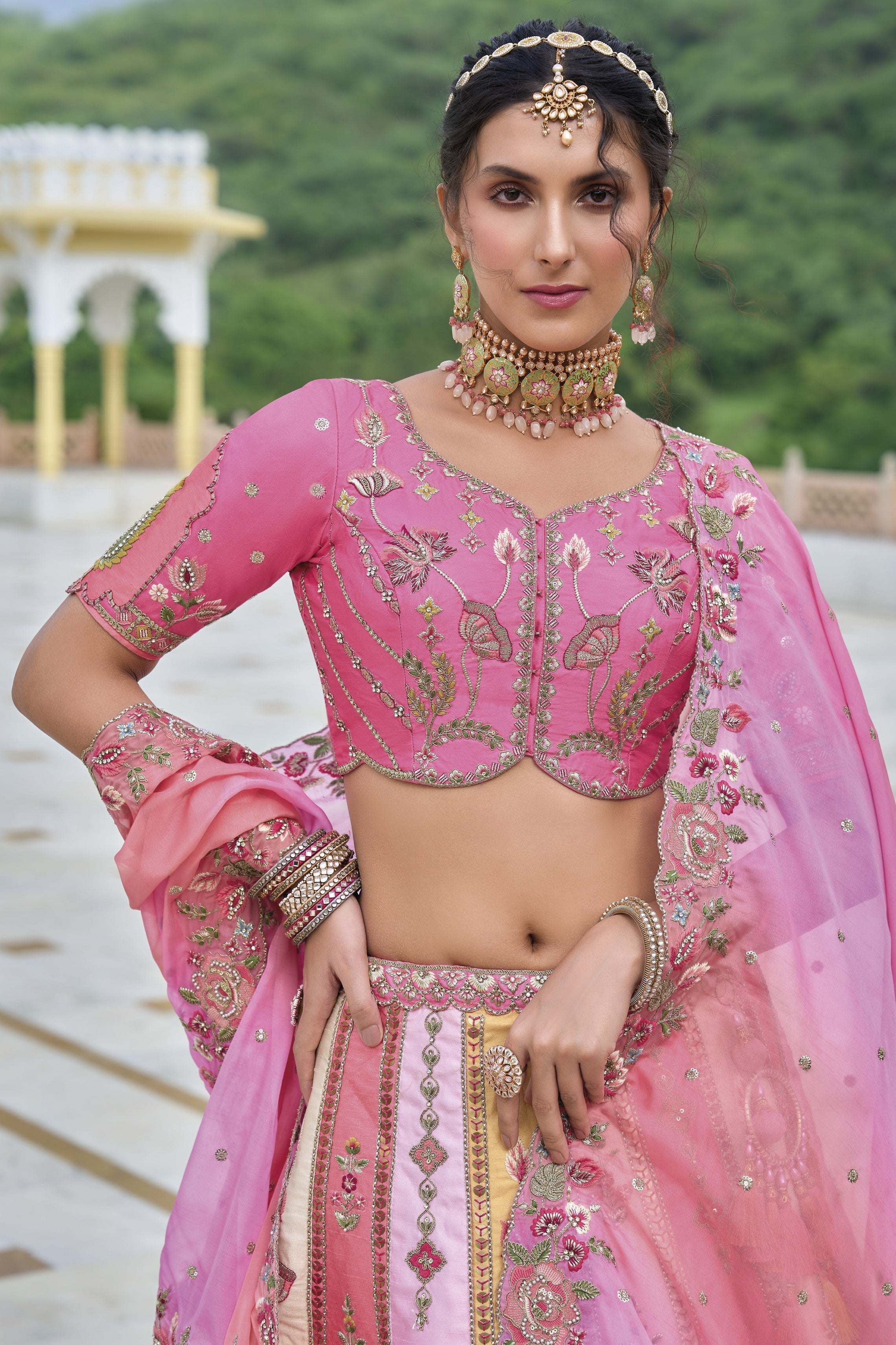 Pink Handwork Premium Silk Lehenga Set