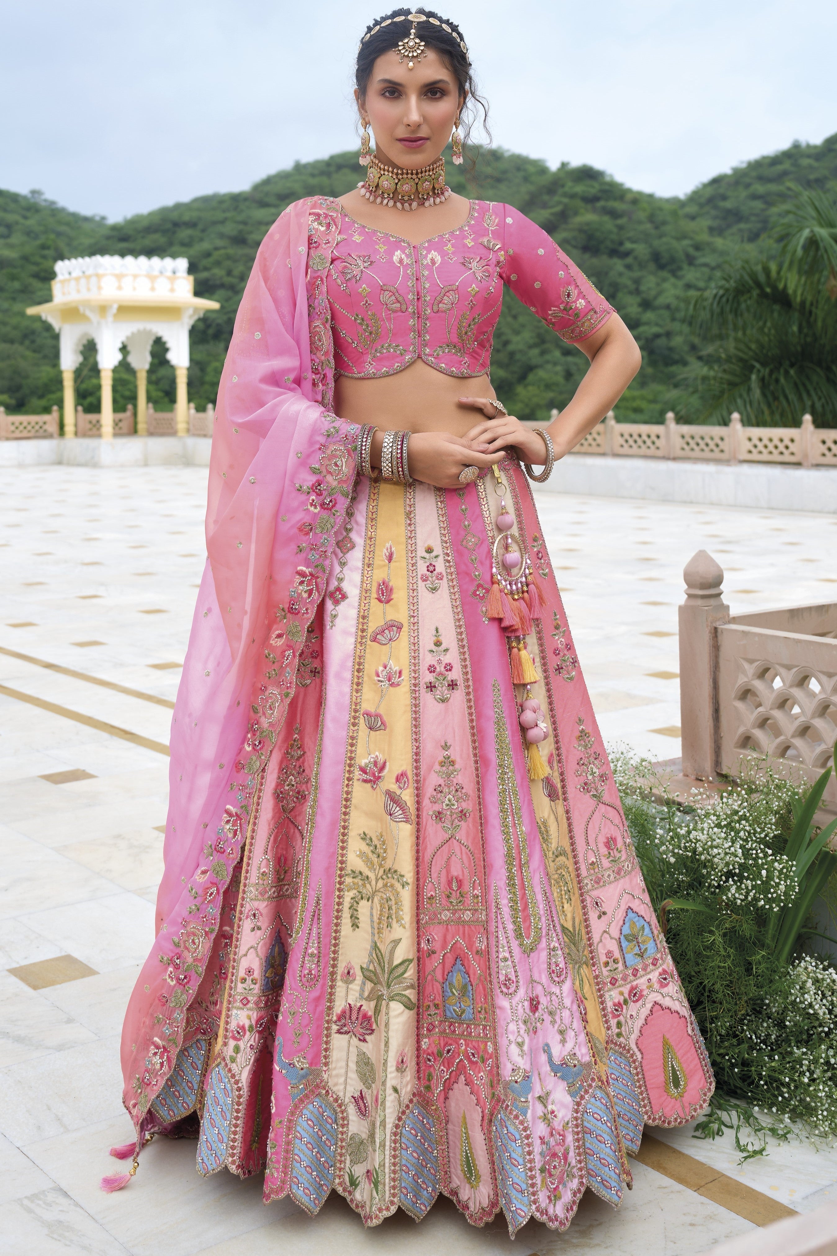 Pink Handwork Premium Silk Lehenga Set