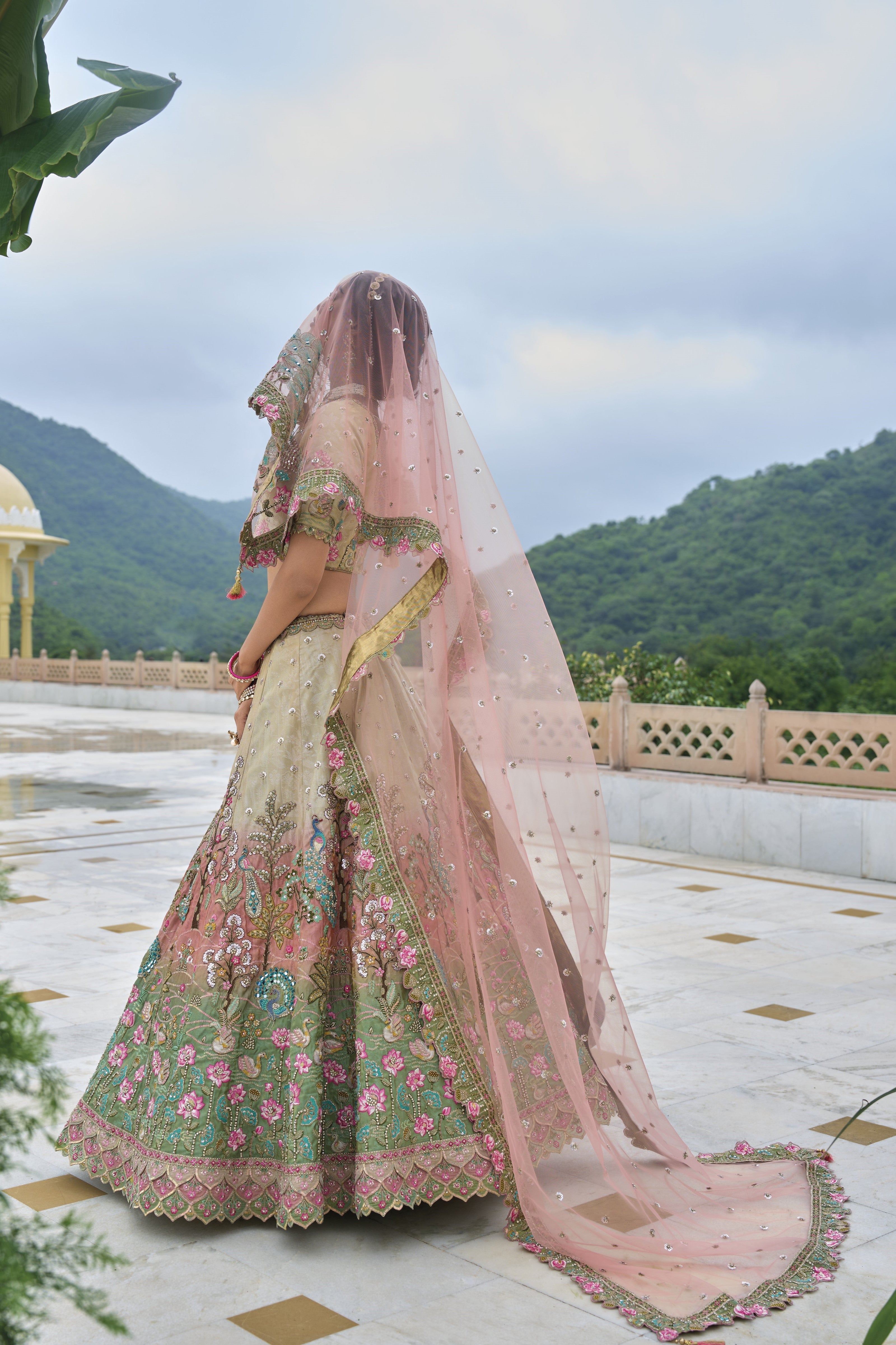 Floral Off White Handwork Premium Tissue Silk Lehenga Set