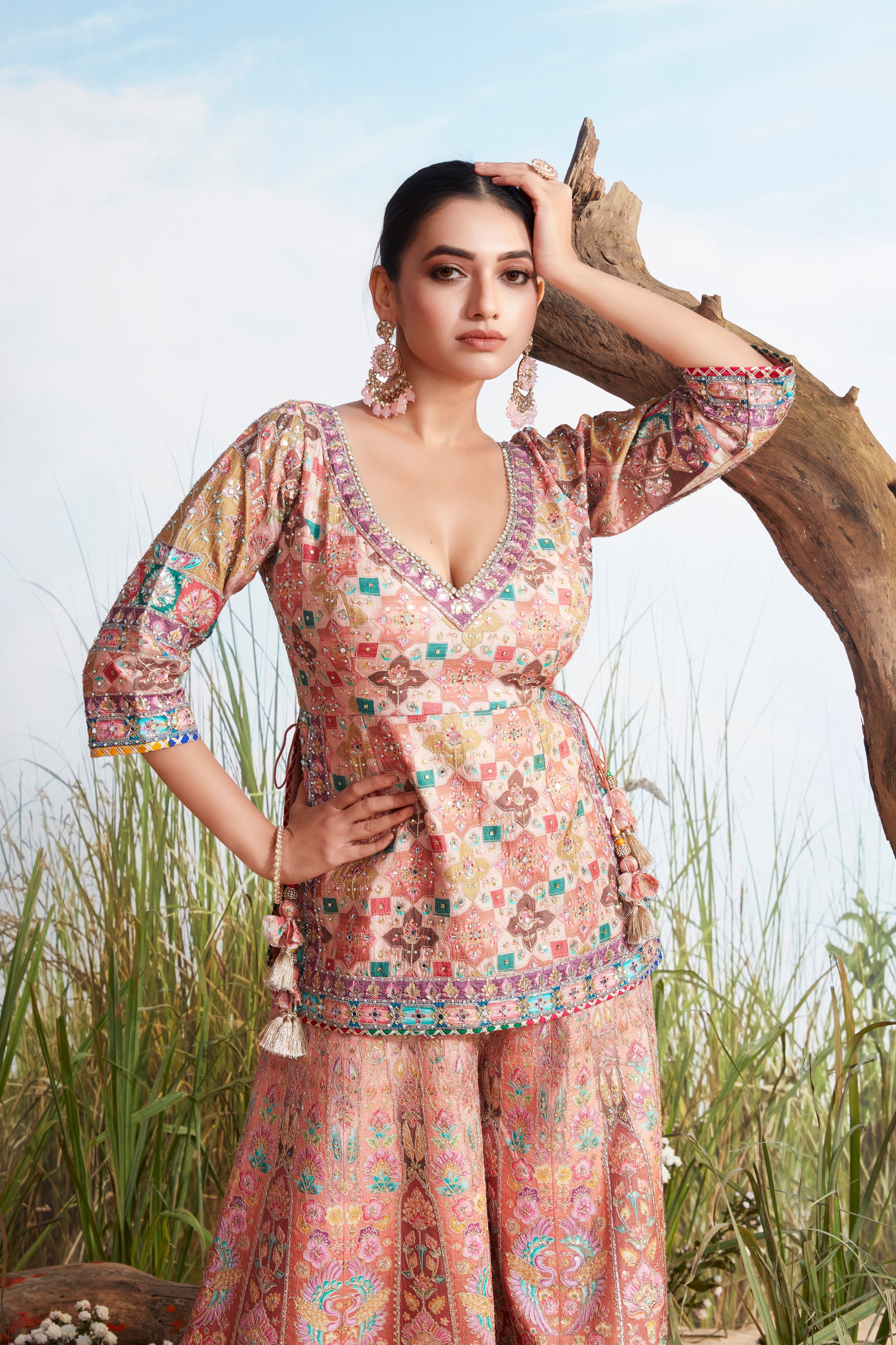 Pastel Multi-Color Printed Premium Silk Palazzo Set