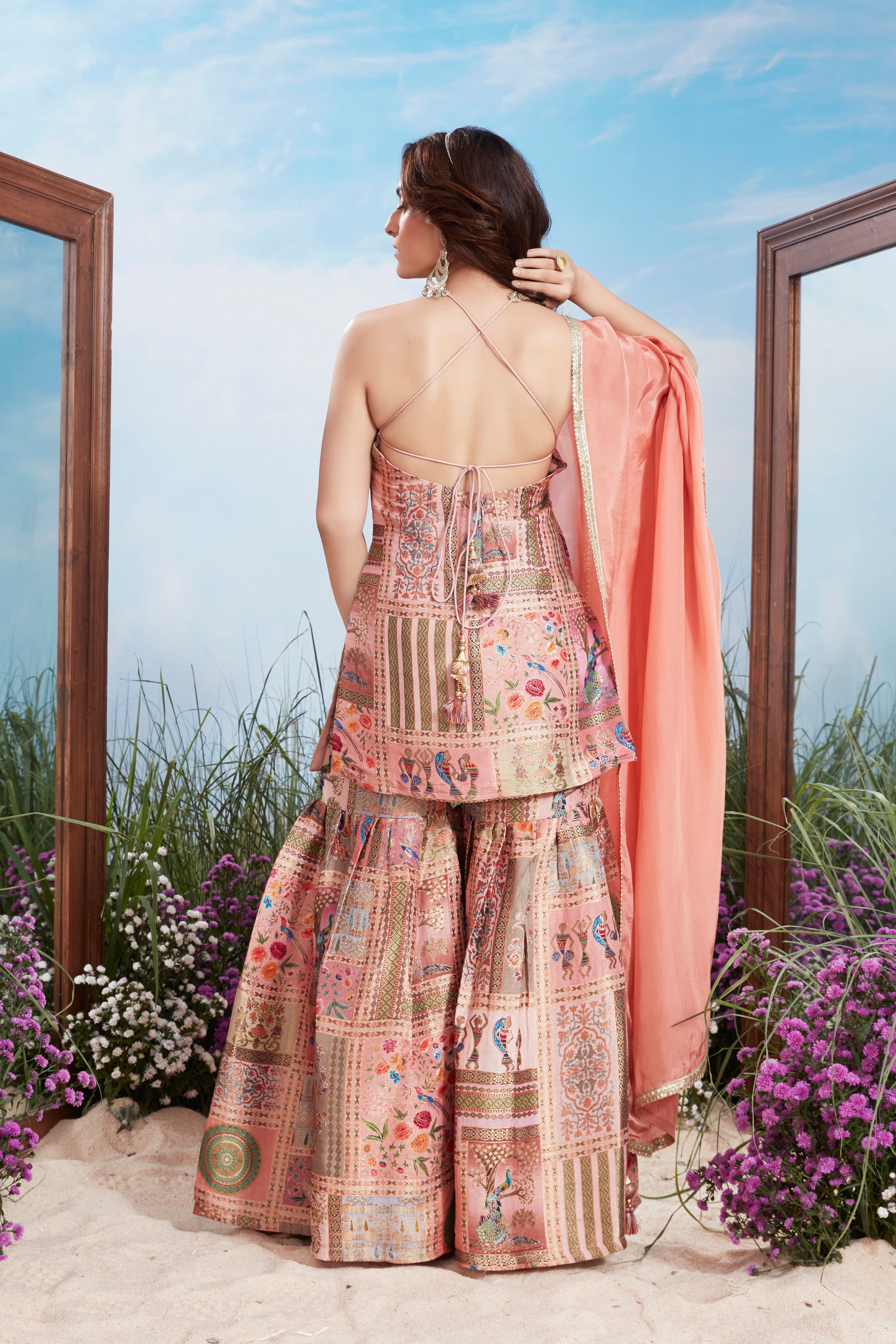 Multi-Print Premium Silk Sharara Set