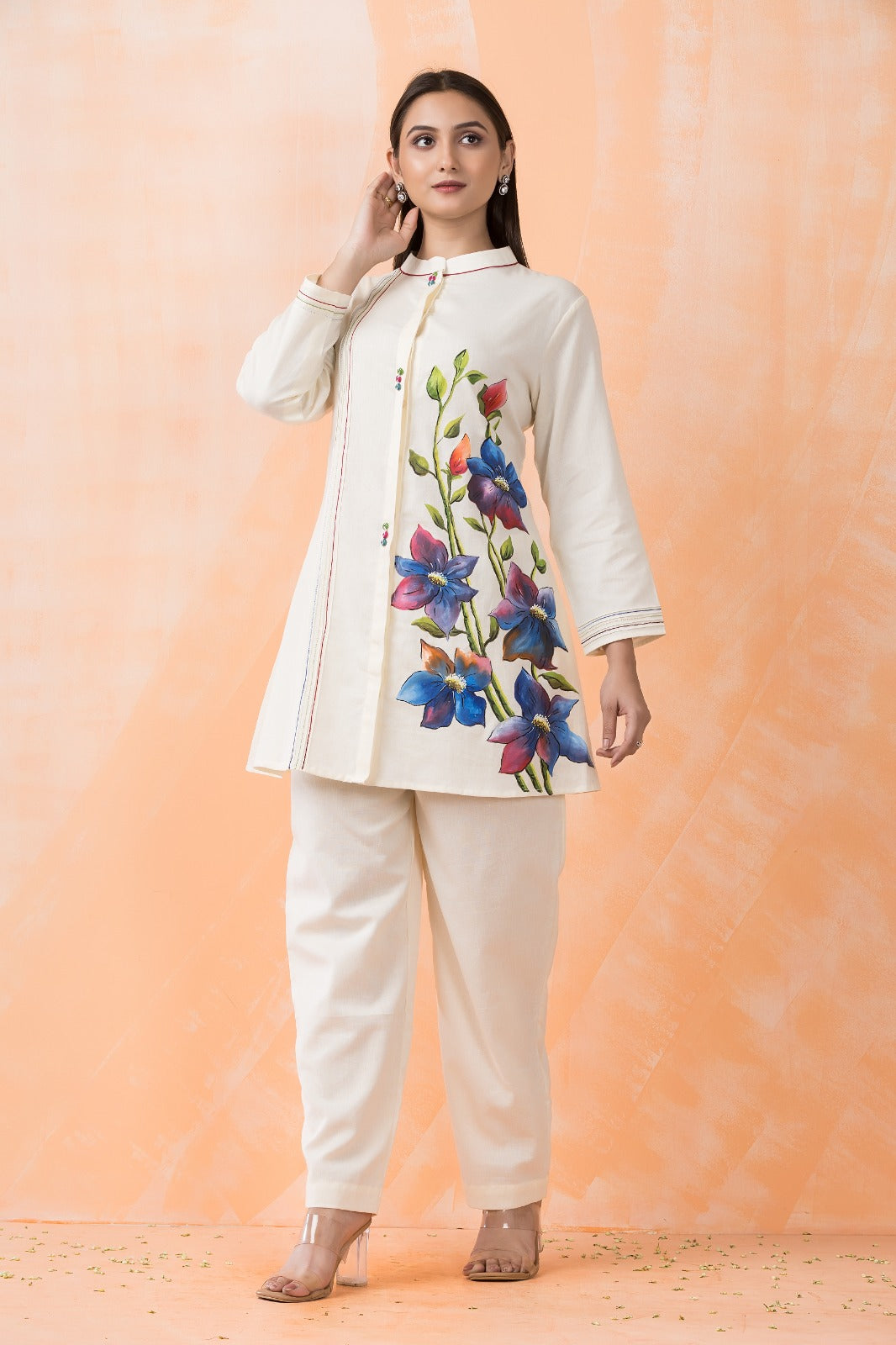 Classic Off White Printed Rich Cotton Co-Ord Set