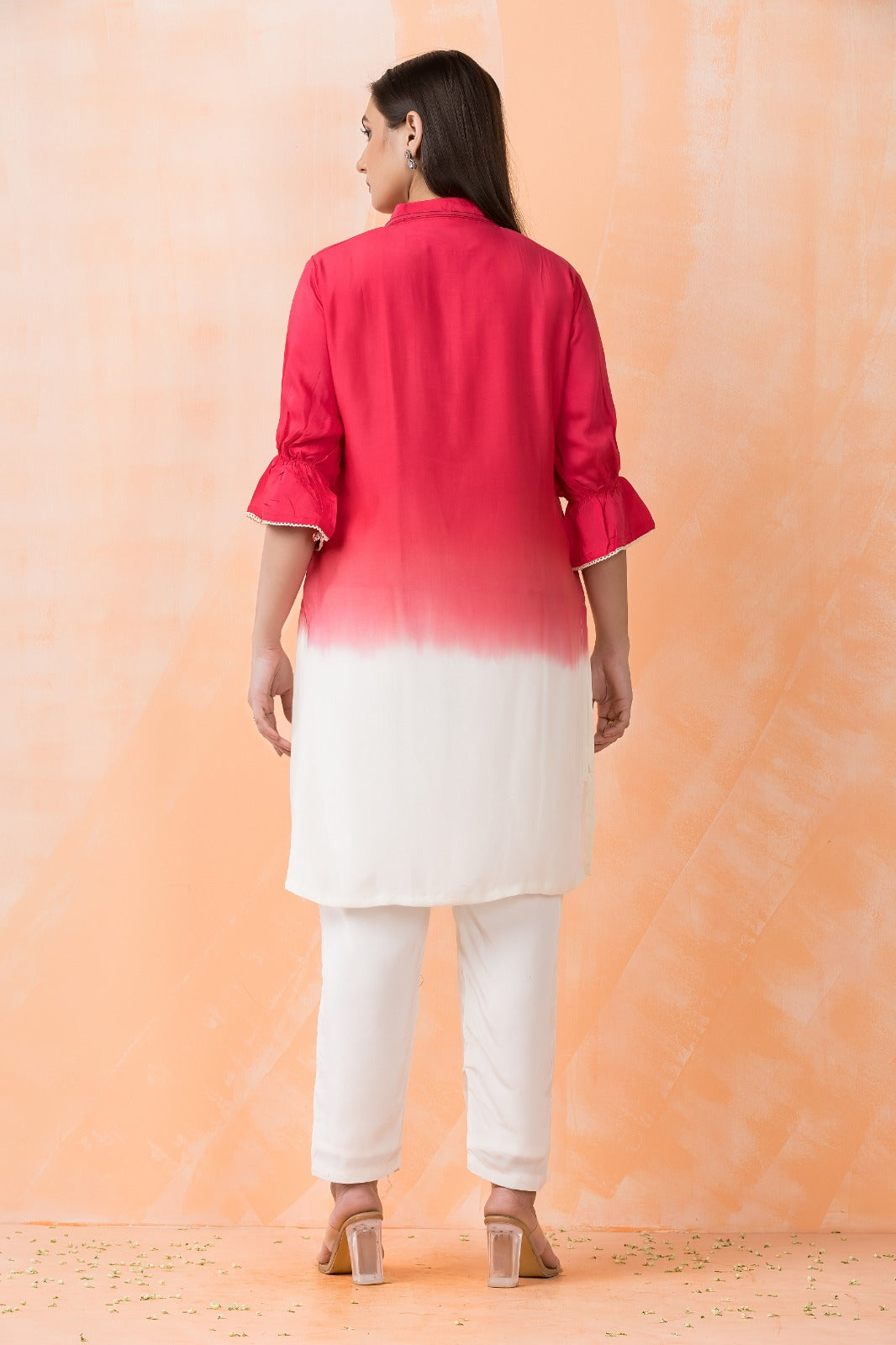 Light Red Printed Muslin silk Co-Ord Set