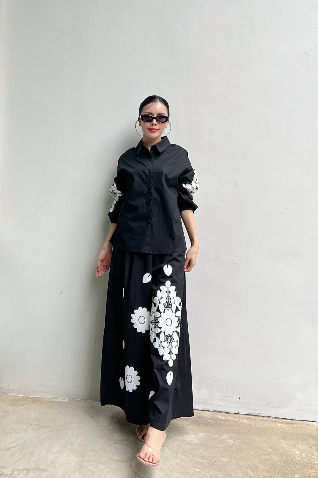 Classic Black Embroidered Cotton Co-Ord Set