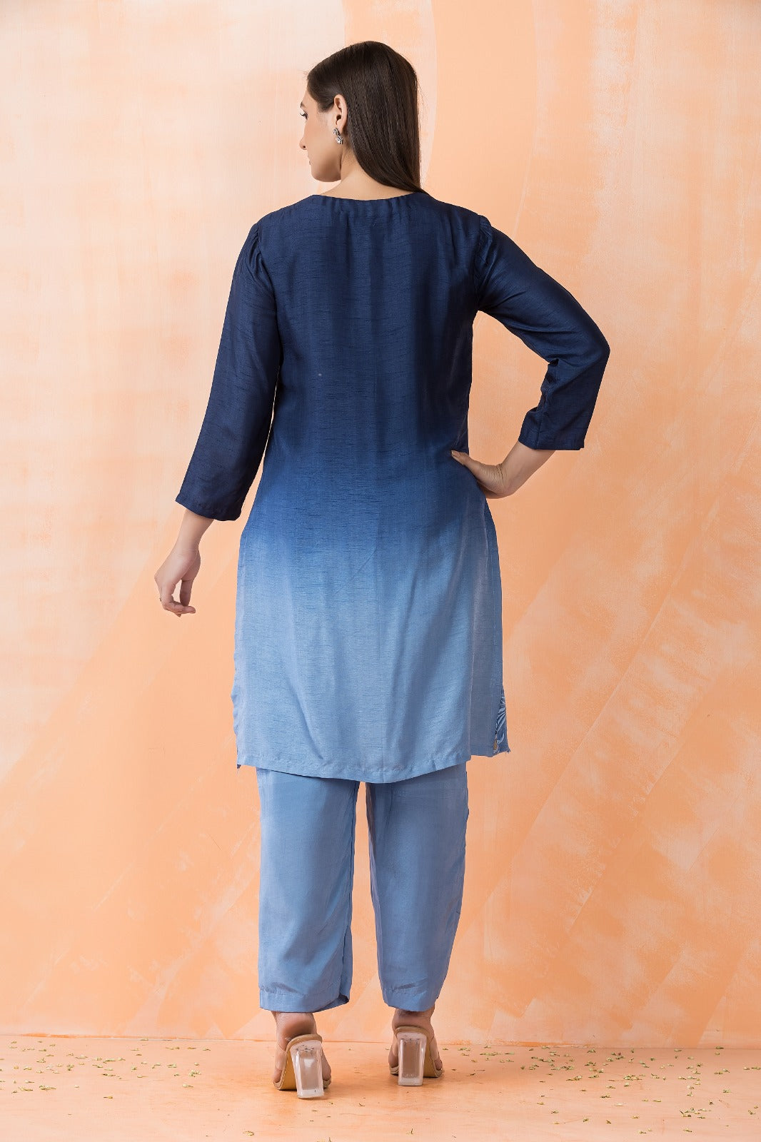 Ocean Ombré Embroidered Premium Silk Kurta Set