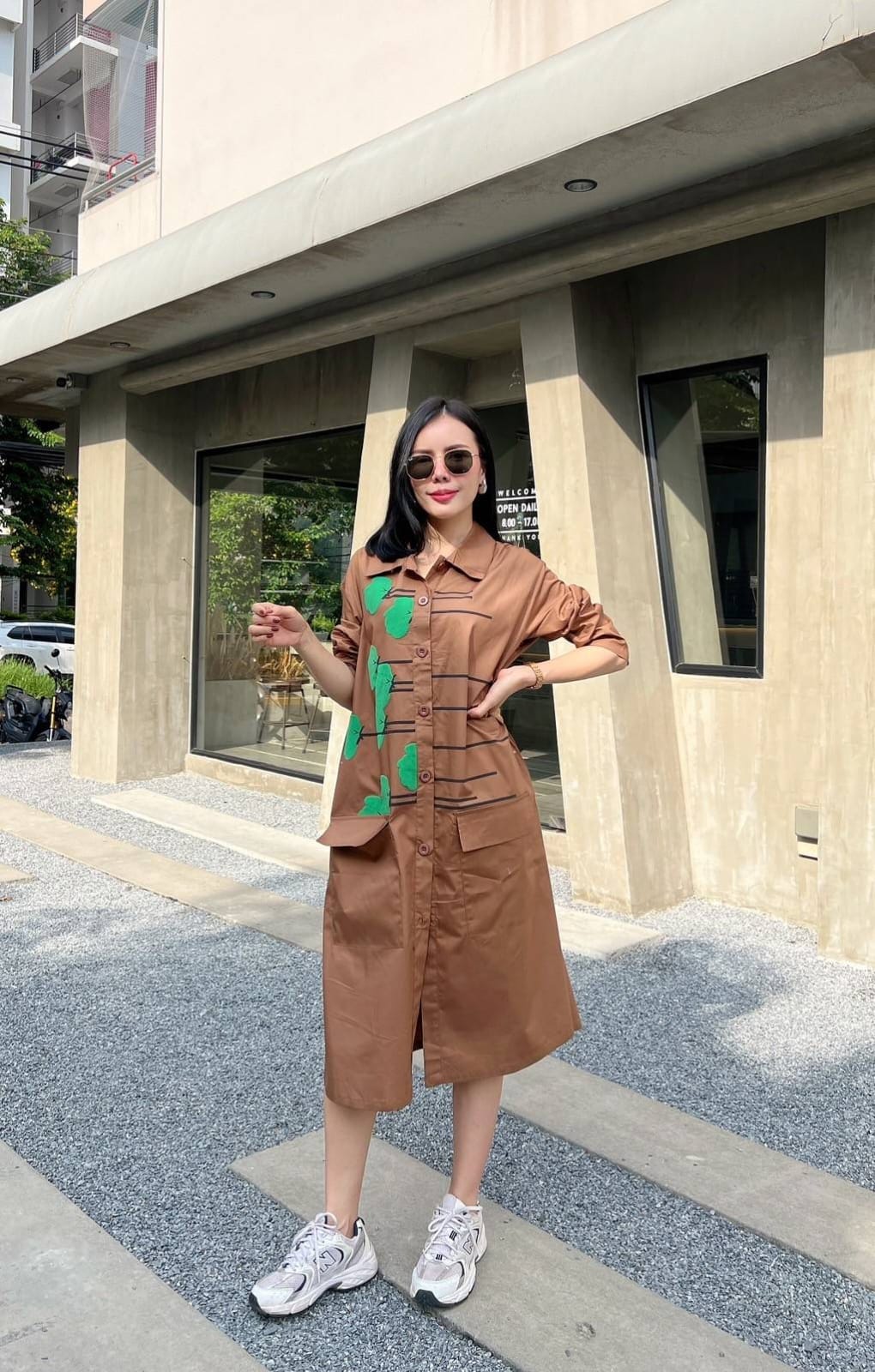 Brown Floral Strings Tunic Dress